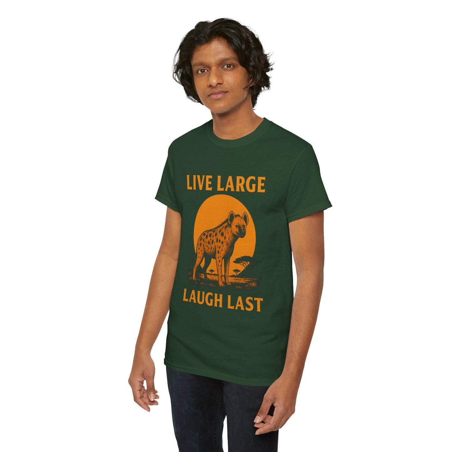 Live Large Laugh Last Hyena Cotton Shirt