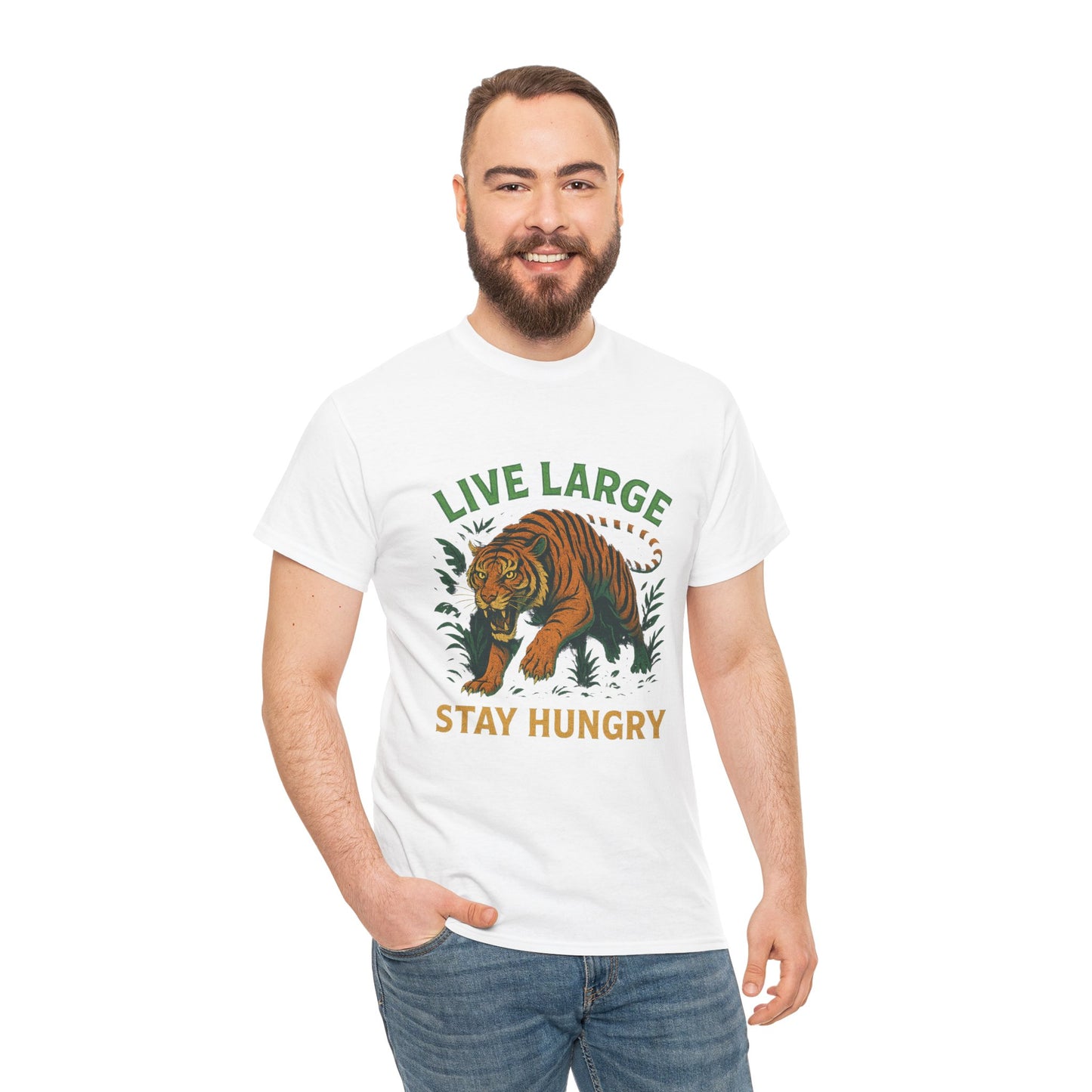"Live Large Stay Hungry" Graphic Shirt Tiger