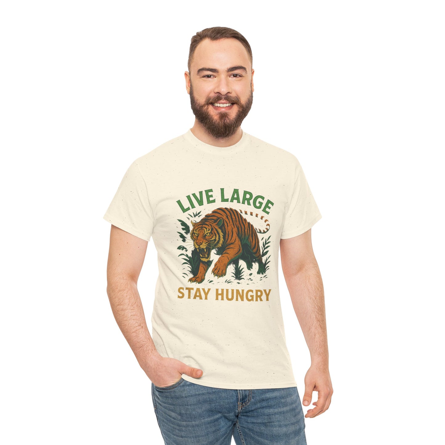 "Live Large Stay Hungry" Graphic Shirt Tiger