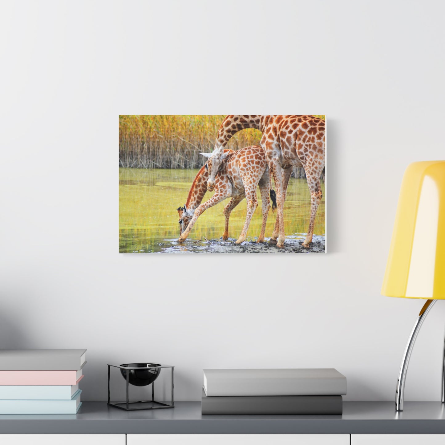 Giraffe Family Matte Canvas Wall Art, Nature Decor, Wildlife Print, Animal Lovers Gift, Nursery Decoration