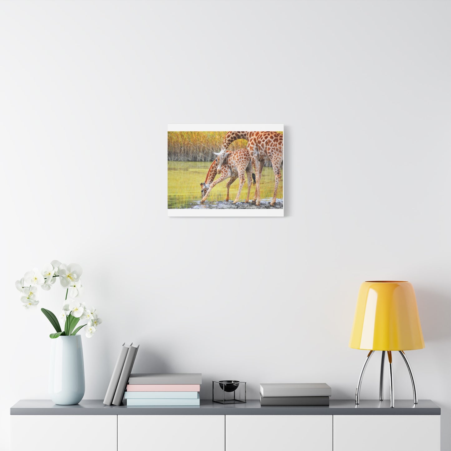Giraffe Family Matte Canvas Wall Art, Nature Decor, Wildlife Print, Animal Lovers Gift, Nursery Decoration