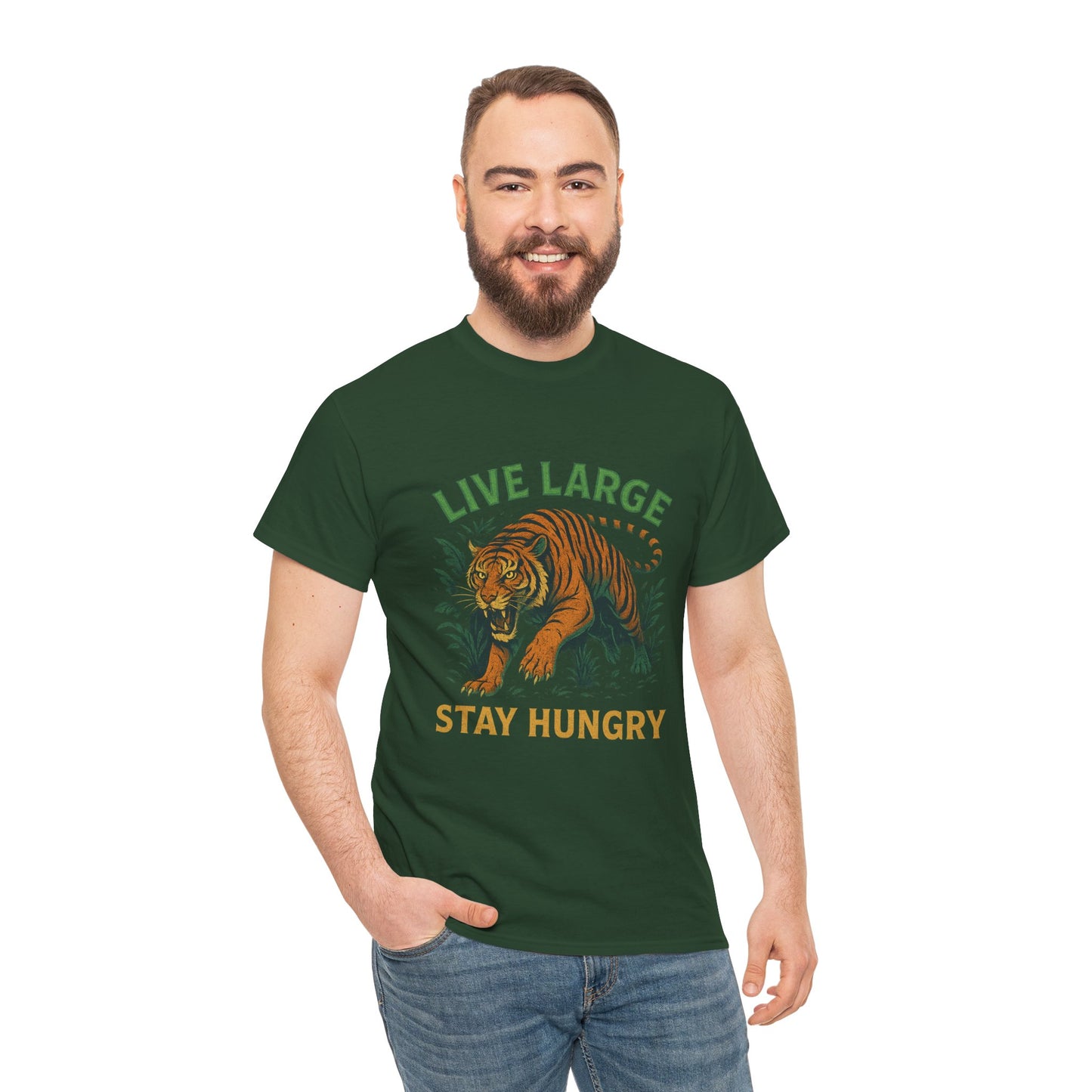 "Live Large Stay Hungry" Graphic Shirt Tiger
