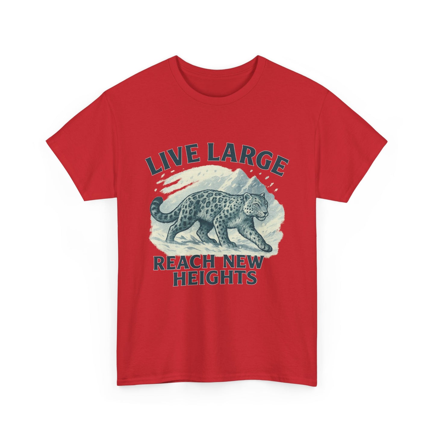 Live Large Reach New Heights Snow Leopard Cotton Shirt