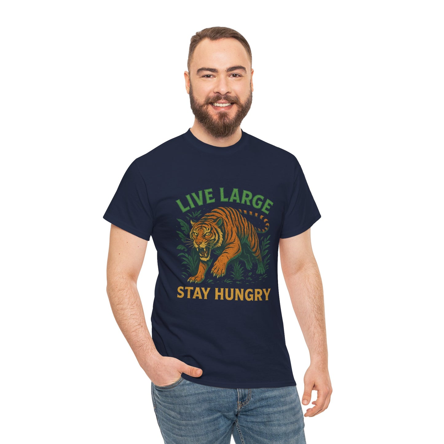 "Live Large Stay Hungry" Graphic Shirt Tiger