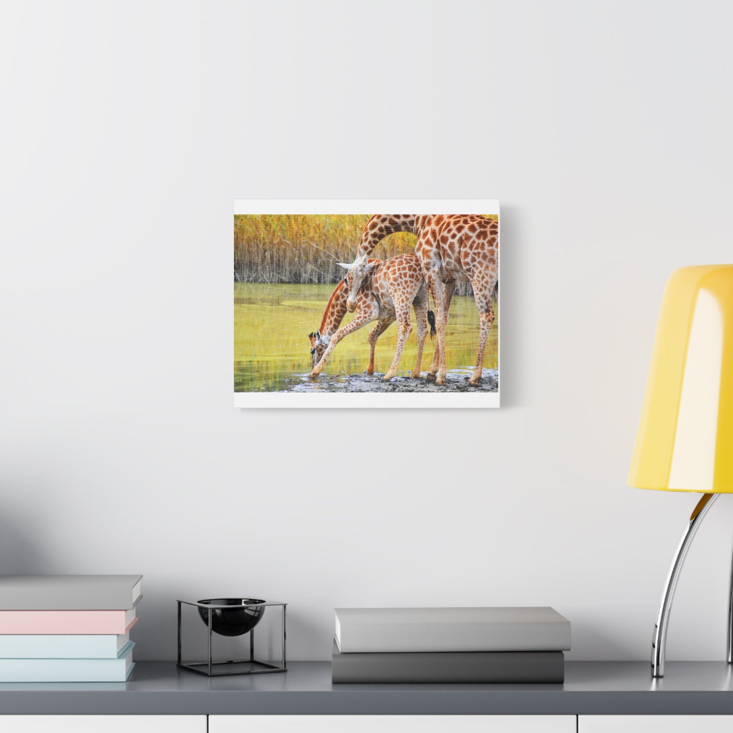 Giraffe Family Matte Canvas Wall Art, Nature Decor, Wildlife Print, Animal Lovers Gift, Nursery Decoration