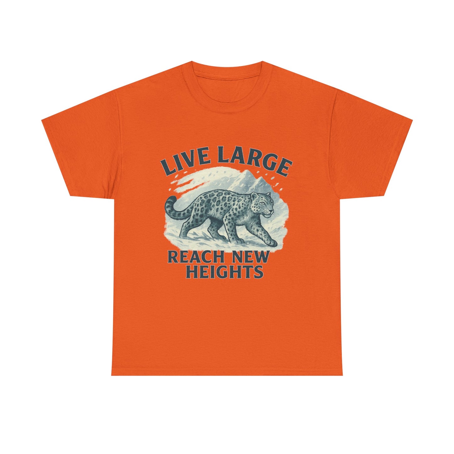 Live Large Reach New Heights Snow Leopard Cotton Shirt