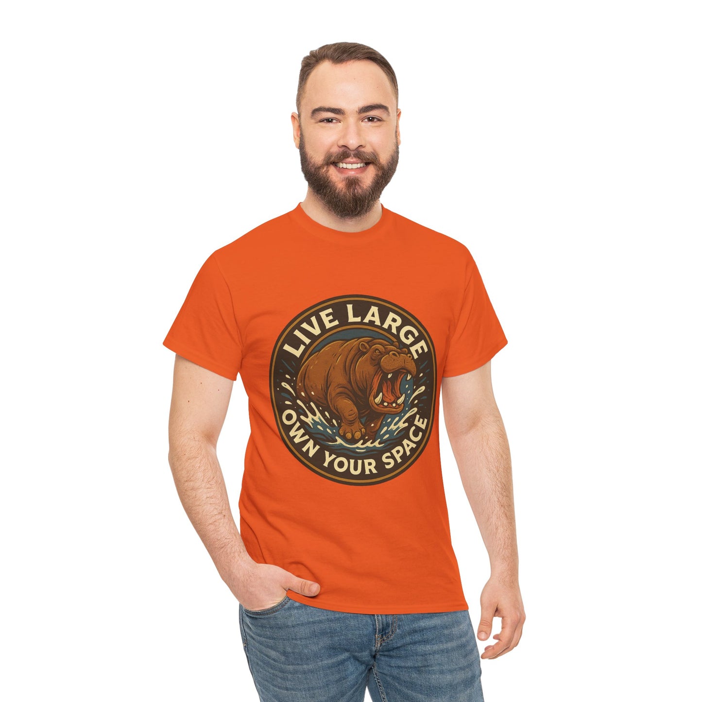 Live Large Own Your Space Graphic Hippo Shirt