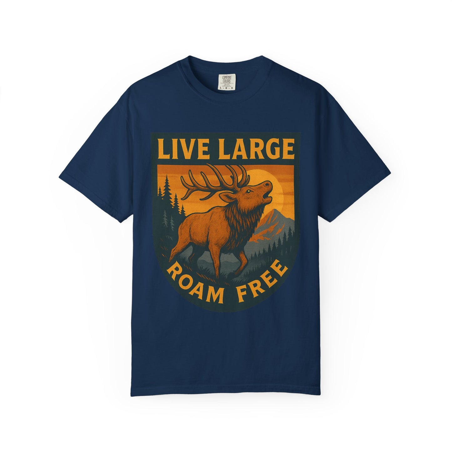 Live Large Roam Free Elk T-Shirt, Nature Lover Tee, Adventure Shirt, Outdoorsy Apparel, Gift for Him/Her, Vintage Style T-Shirt