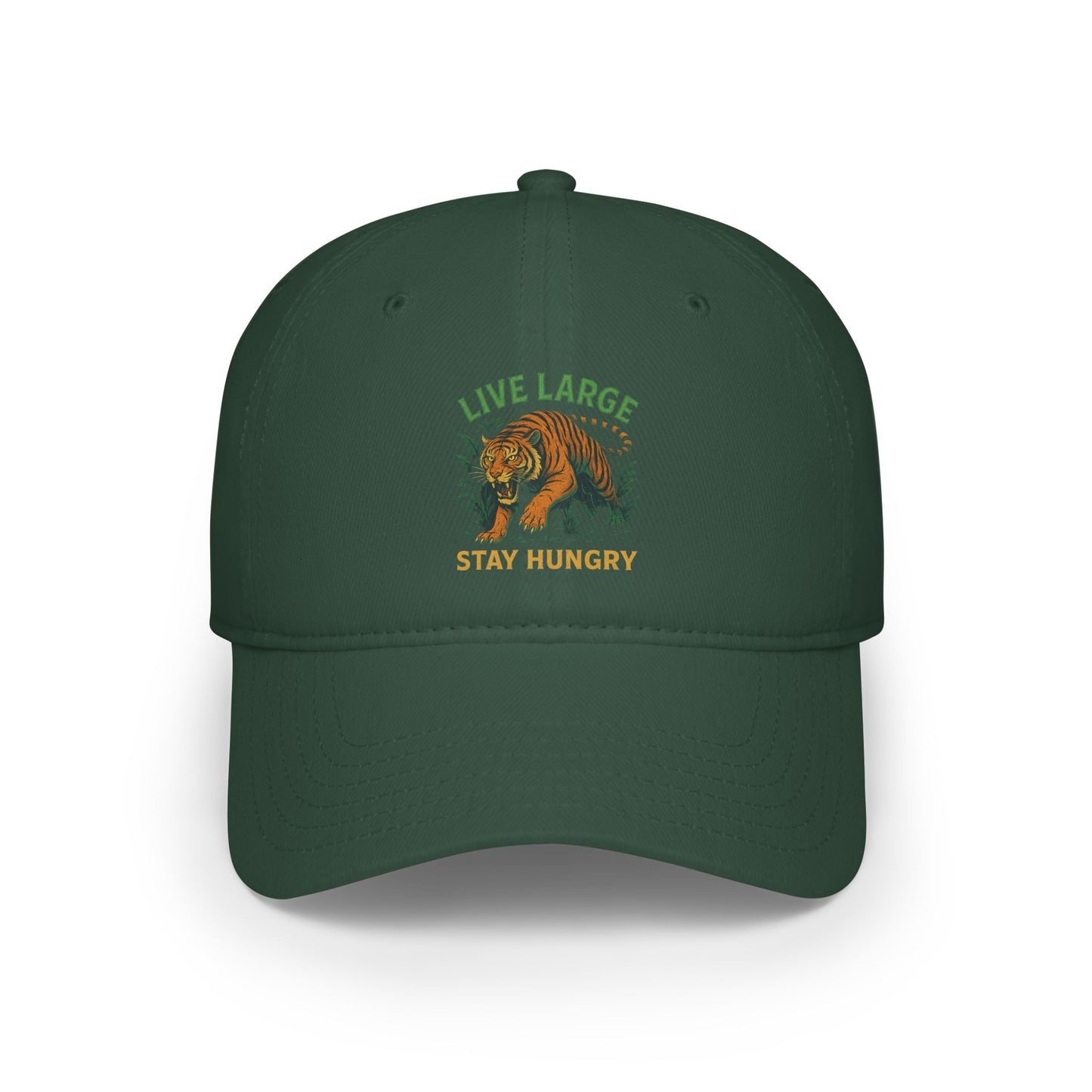 Live Large Stay Hungry Baseball Cap, Tiger