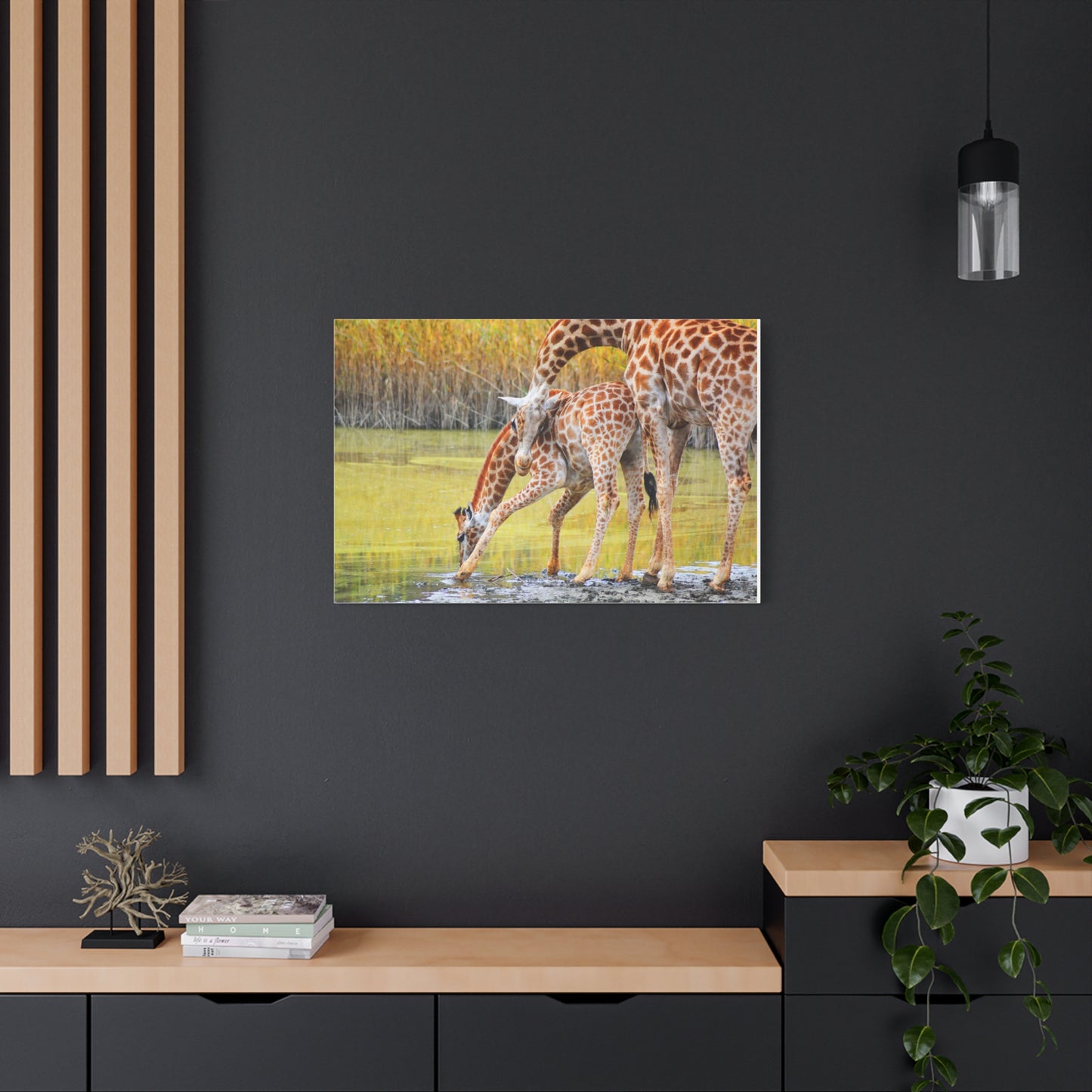 Giraffe Family Matte Canvas Wall Art, Nature Decor, Wildlife Print, Animal Lovers Gift, Nursery Decoration