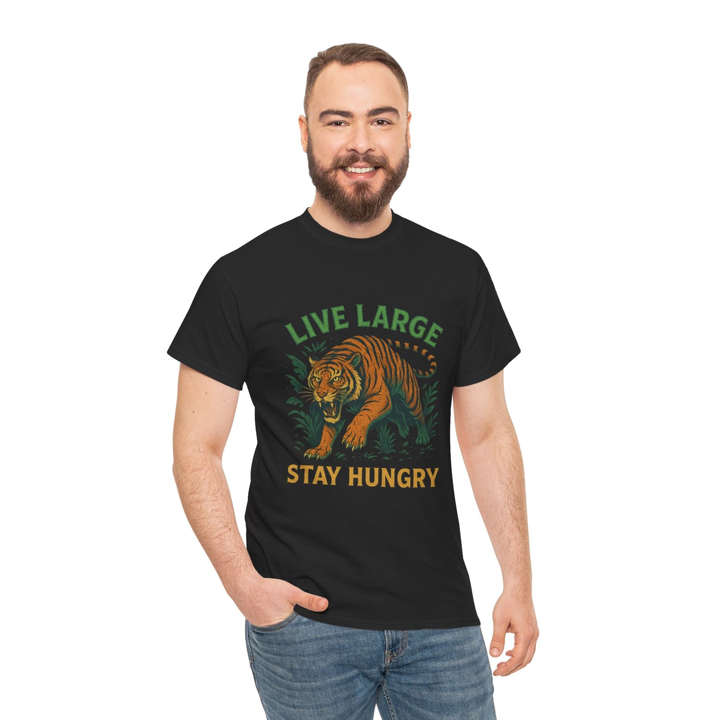"Live Large Stay Hungry" Graphic Shirt Tiger