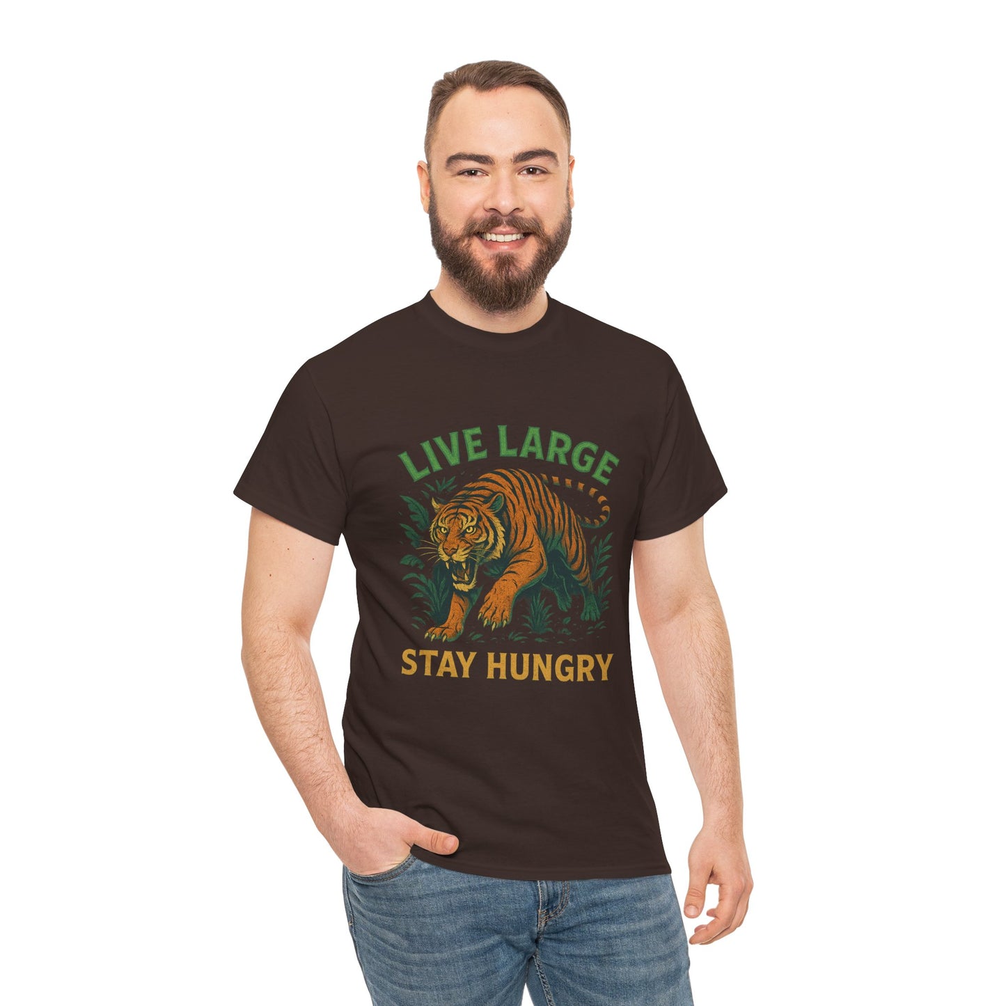 "Live Large Stay Hungry" Graphic Shirt Tiger