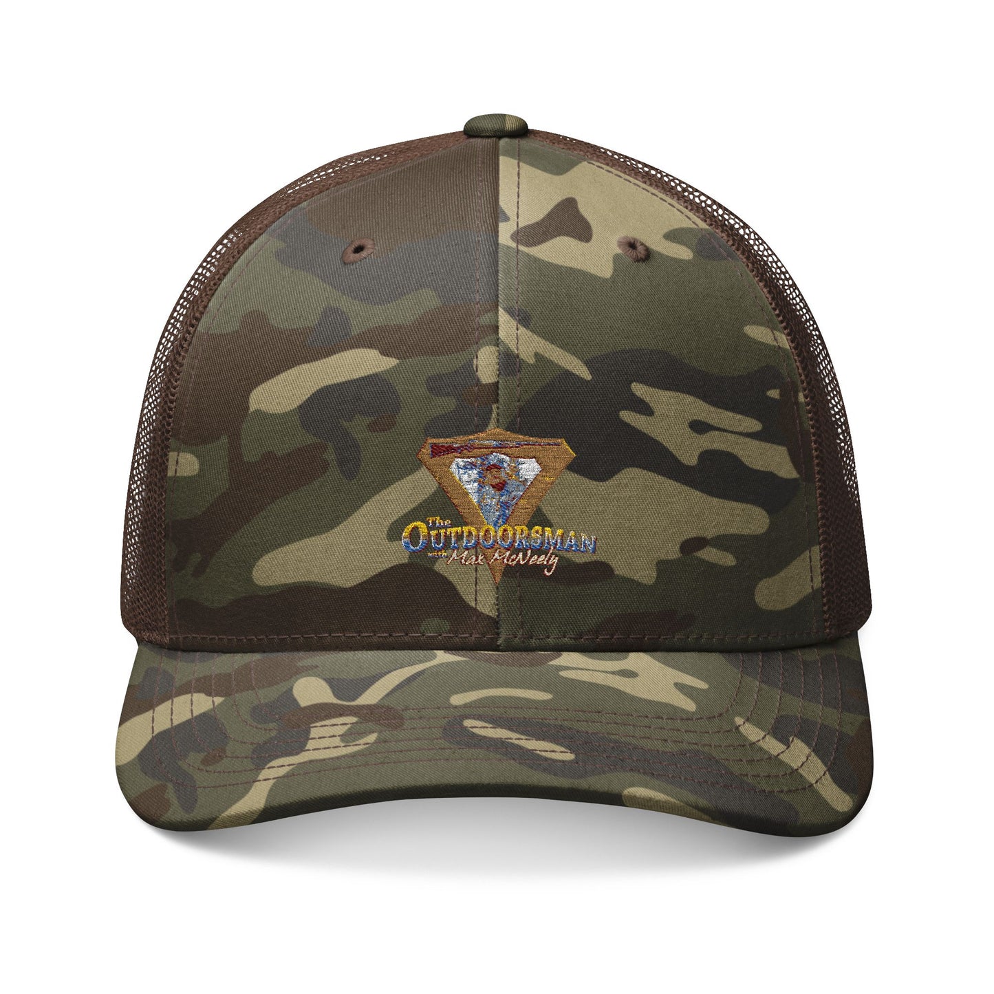 Camouflage Trucker Hat with Stylish Embroidery, Outdoor Cap, Hunting Gear, Casual Wear, Fashion Statement Hat, Summer Accessory