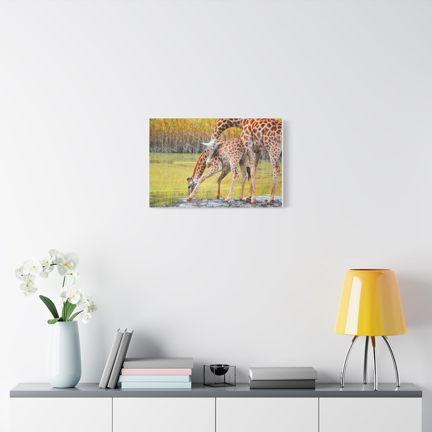 Giraffe Family Matte Canvas Wall Art, Nature Decor, Wildlife Print, Animal Lovers Gift, Nursery Decoration