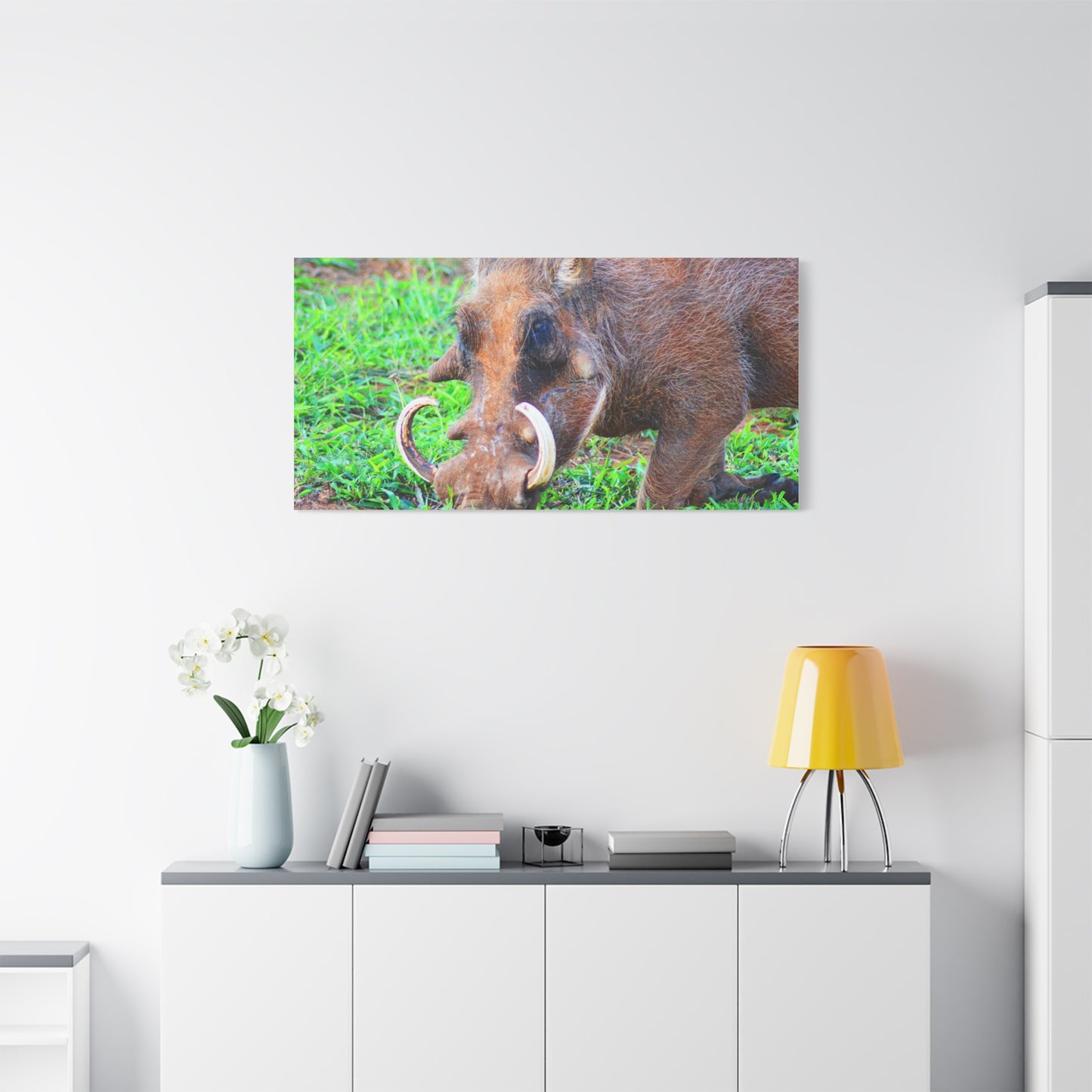 African Warthog Eating - Canvas Print