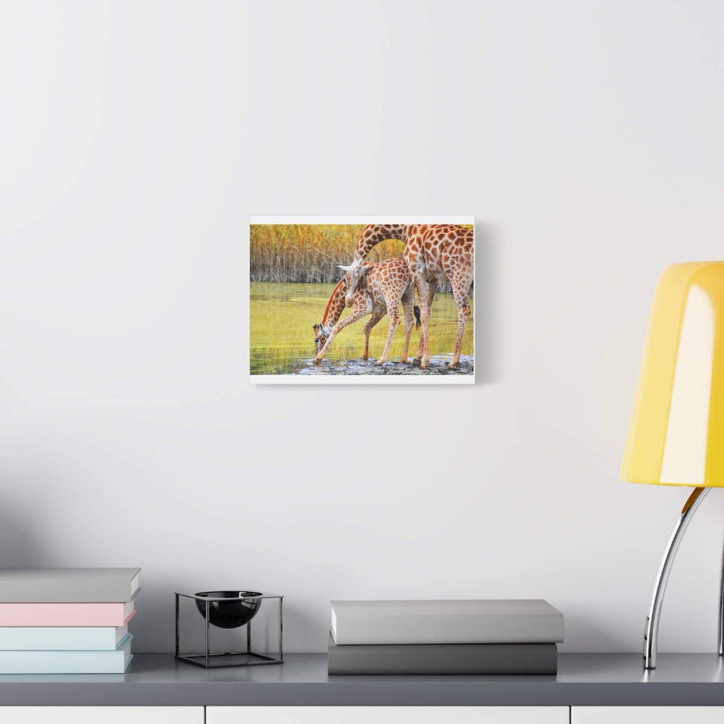 Giraffe Family Matte Canvas Wall Art, Nature Decor, Wildlife Print, Animal Lovers Gift, Nursery Decoration