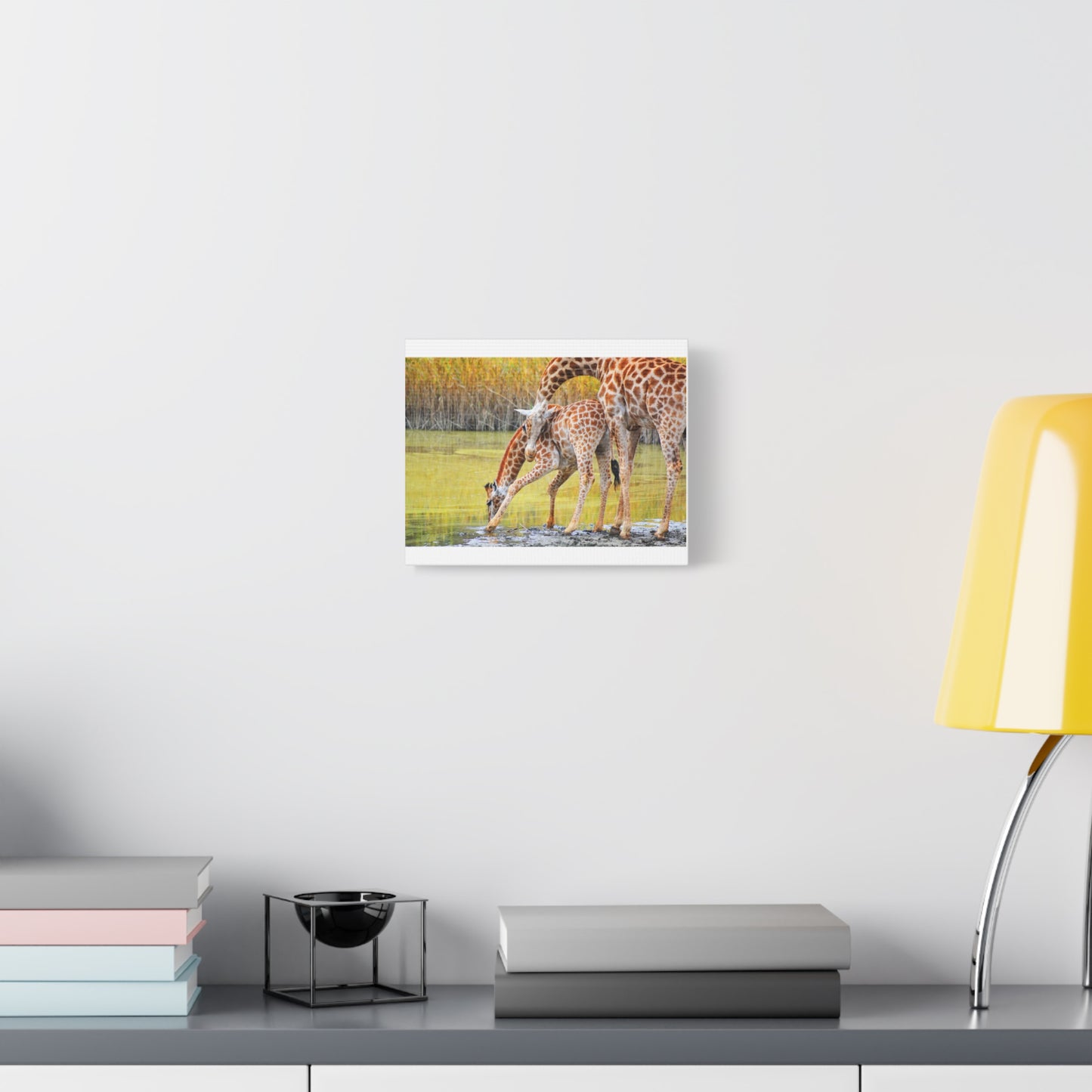 Giraffe Family Matte Canvas Wall Art, Nature Decor, Wildlife Print, Animal Lovers Gift, Nursery Decoration