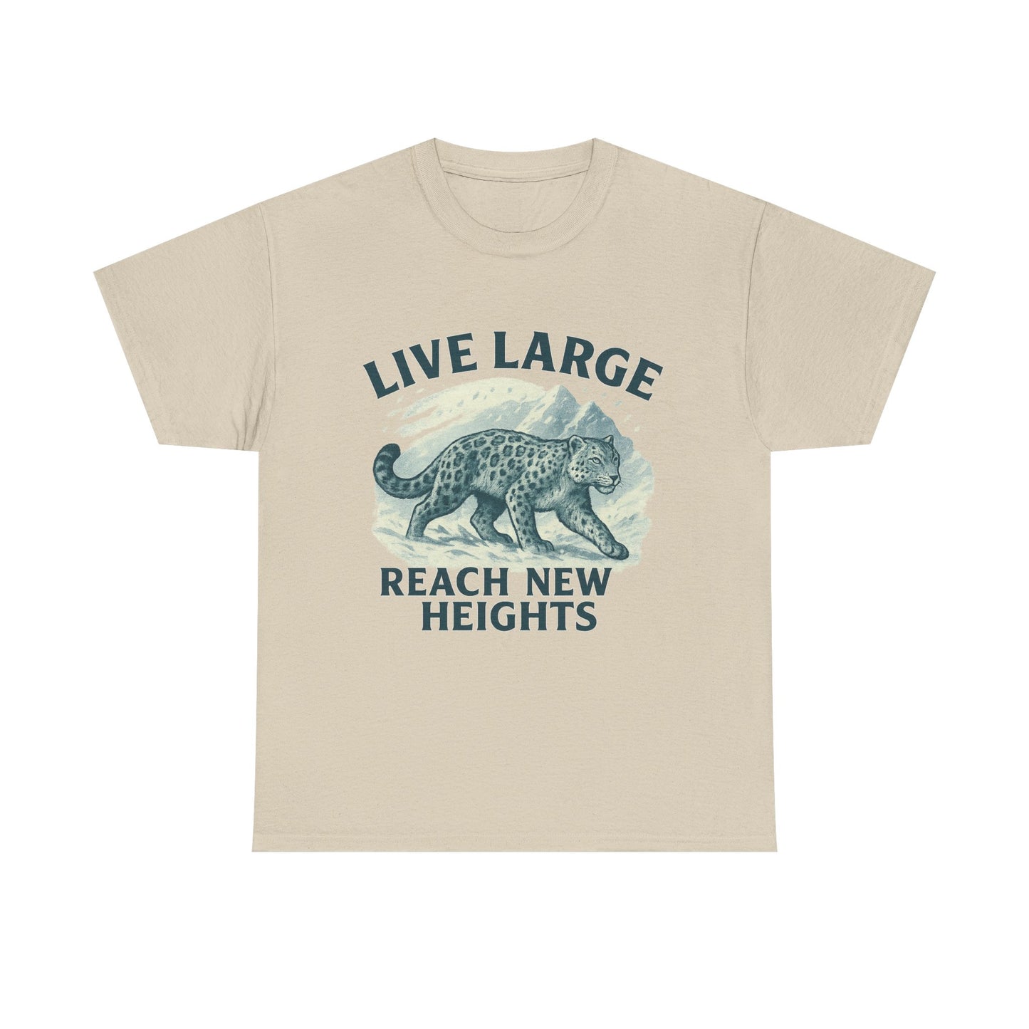 Live Large Reach New Heights Snow Leopard Cotton Shirt