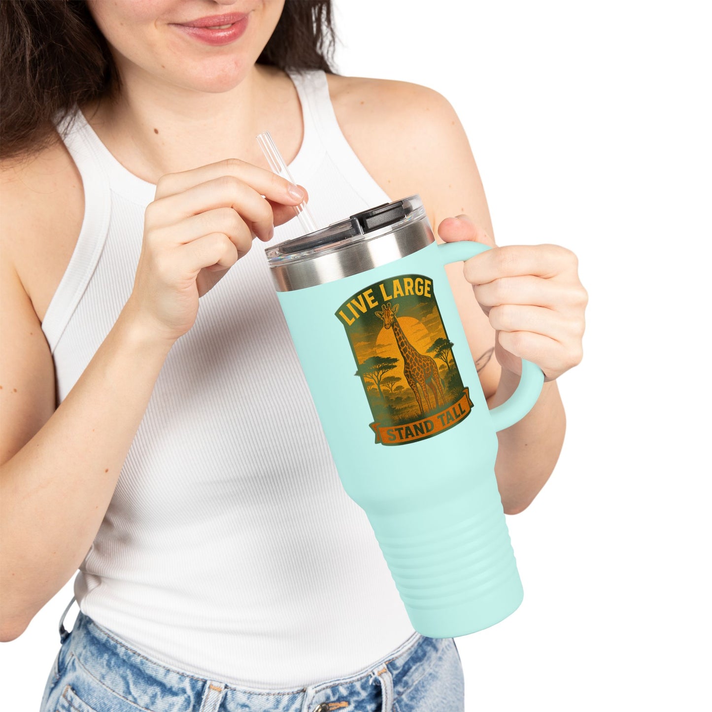 Giraffe Travel Mug | Inspirational Tumbler Live Large Stand Tall