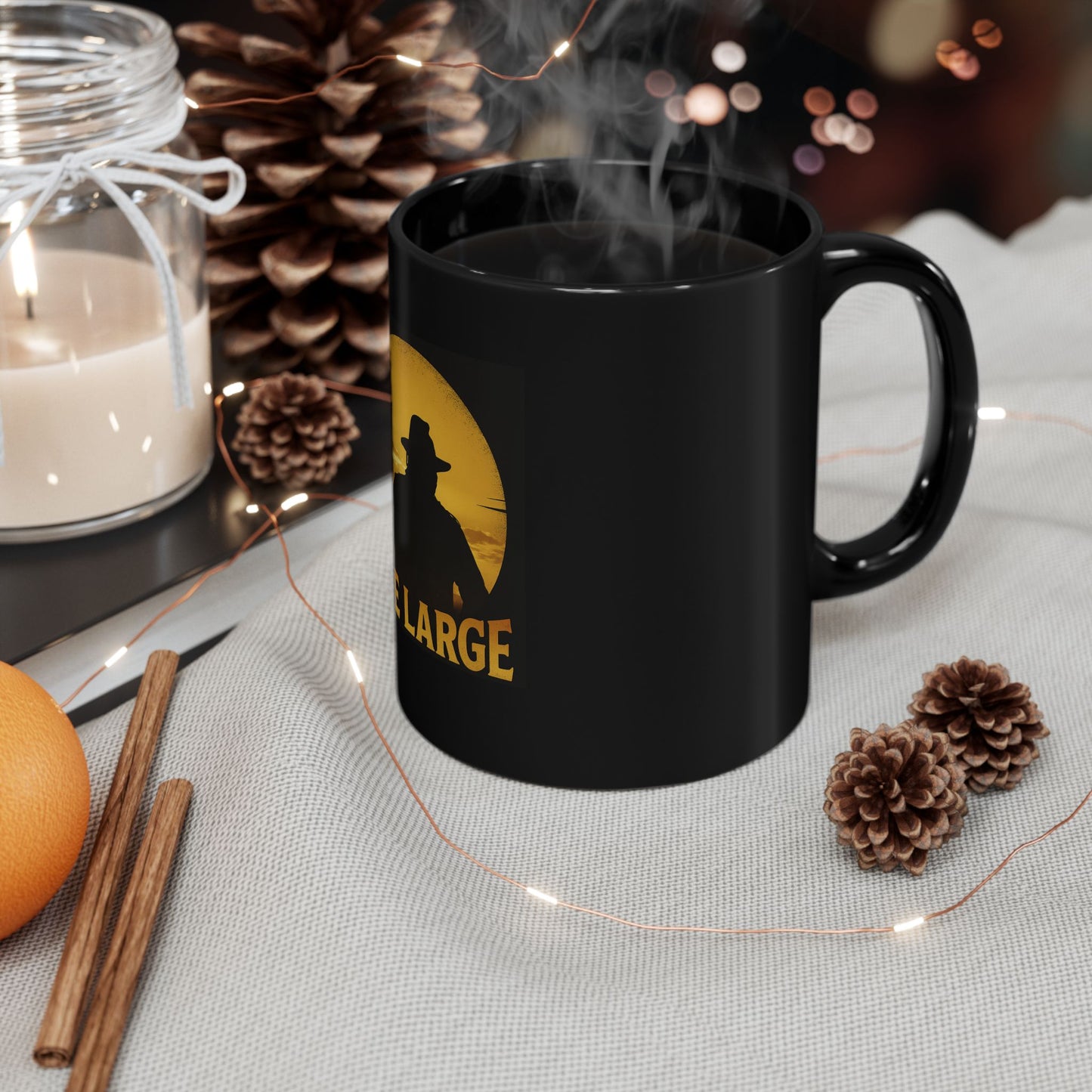 Live Large Black Mug - Motivational Coffee Cup, Gift for Him, Hunter Mug, Inspirational Drinkware, Western Decor