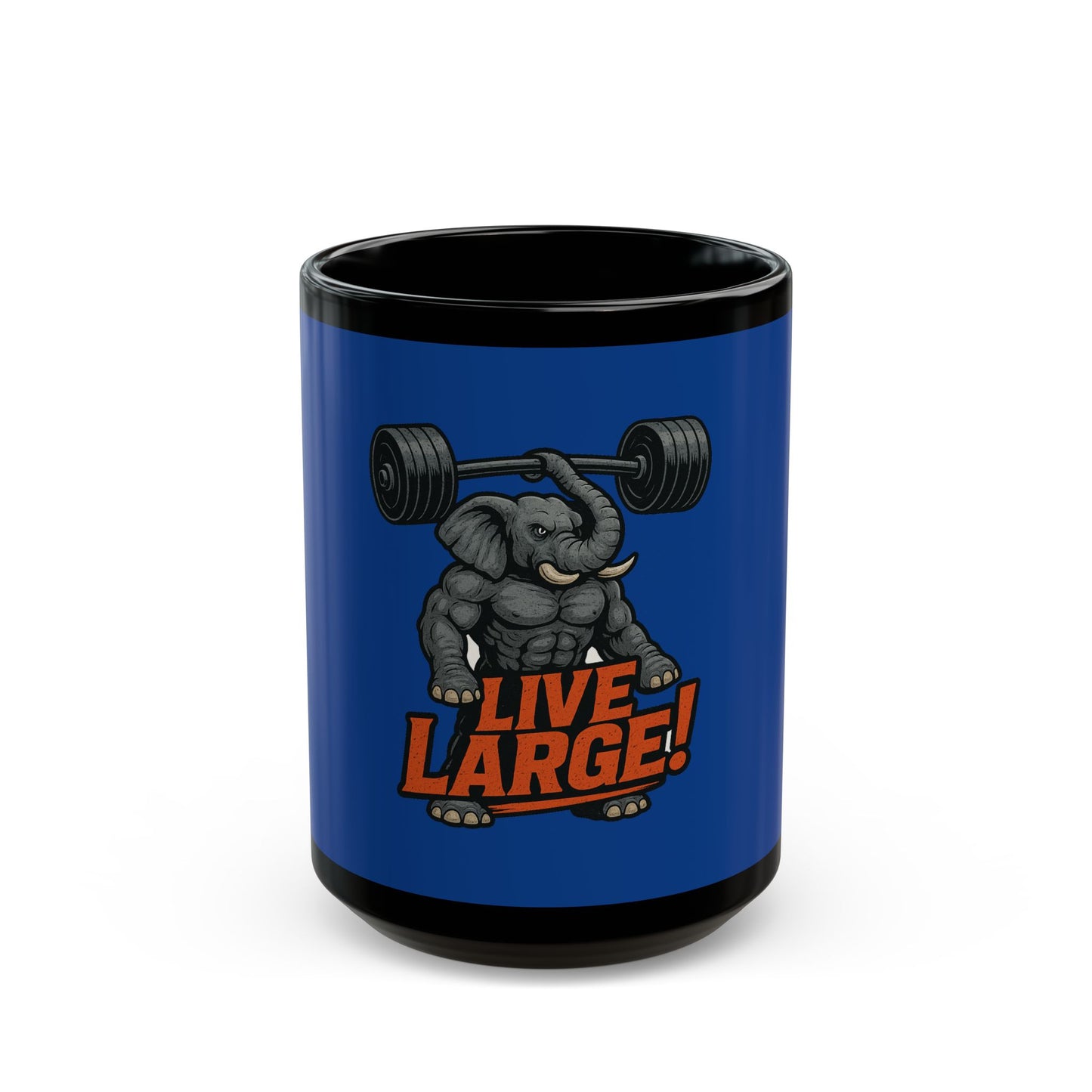 Muscle Elephant Motivational Mug, Workout Cup, Gym Gift, Fitness Coffee Mug, Live Large Mug, Powerlifting Drinkware