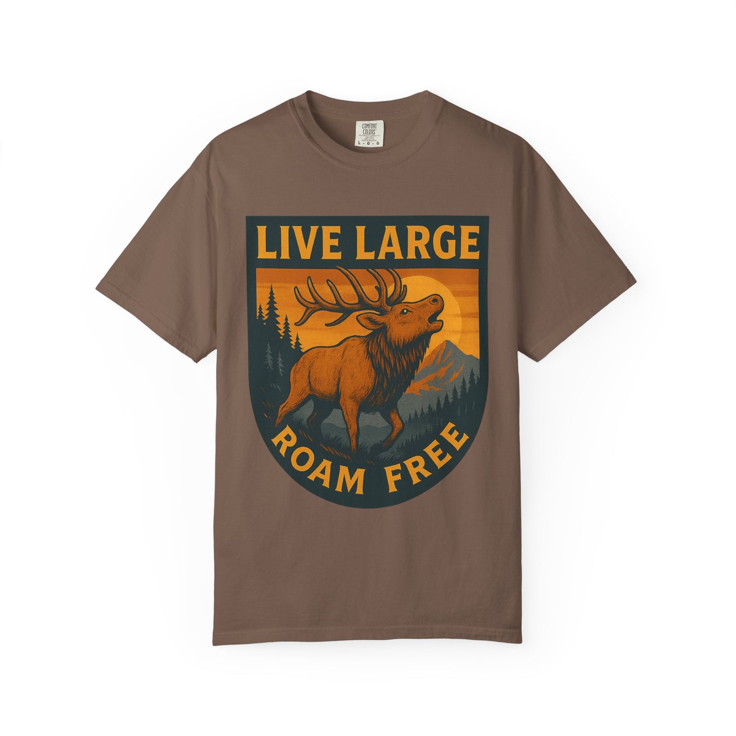 Live Large Roam Free Elk T-Shirt, Nature Lover Tee, Adventure Shirt, Outdoorsy Apparel, Gift for Him/Her, Vintage Style T-Shirt
