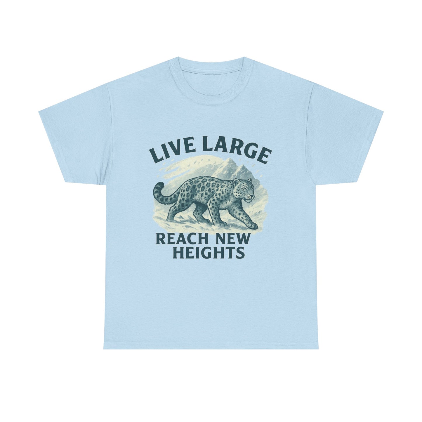 Live Large Reach New Heights Snow Leopard Cotton Shirt