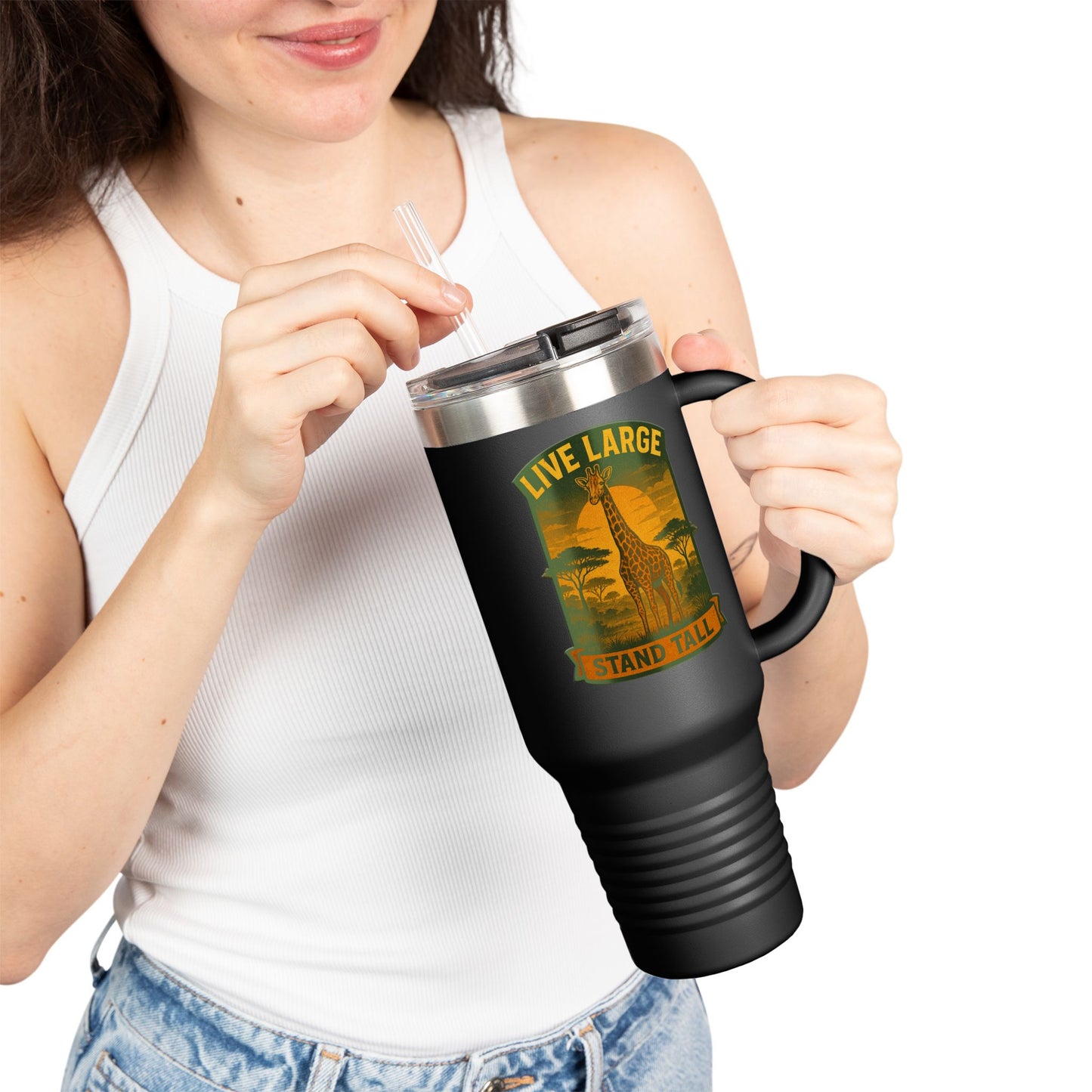 Giraffe Travel Mug | Inspirational Tumbler Live Large Stand Tall