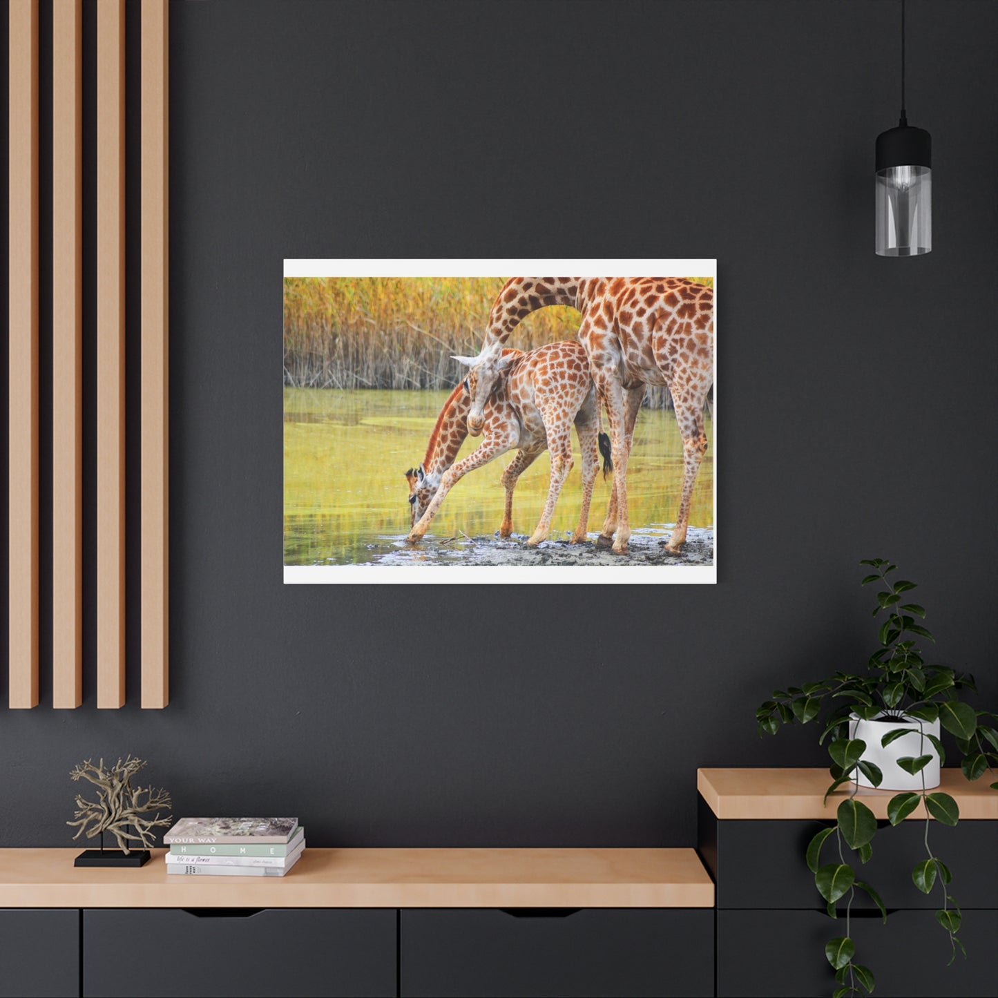 Giraffe Family Matte Canvas Wall Art, Nature Decor, Wildlife Print, Animal Lovers Gift, Nursery Decoration