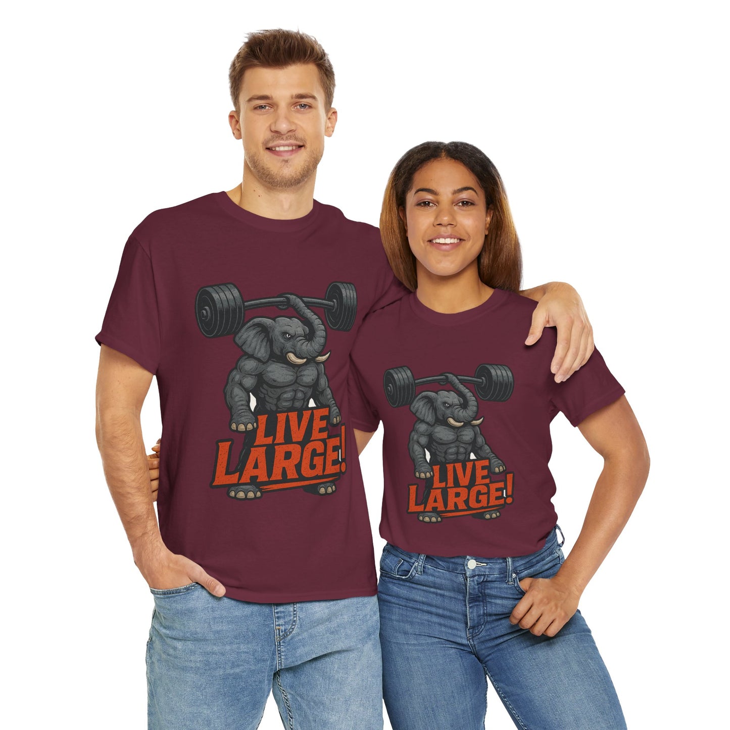 Live Large Elephant Unisex Tee, Fitness T-Shirt