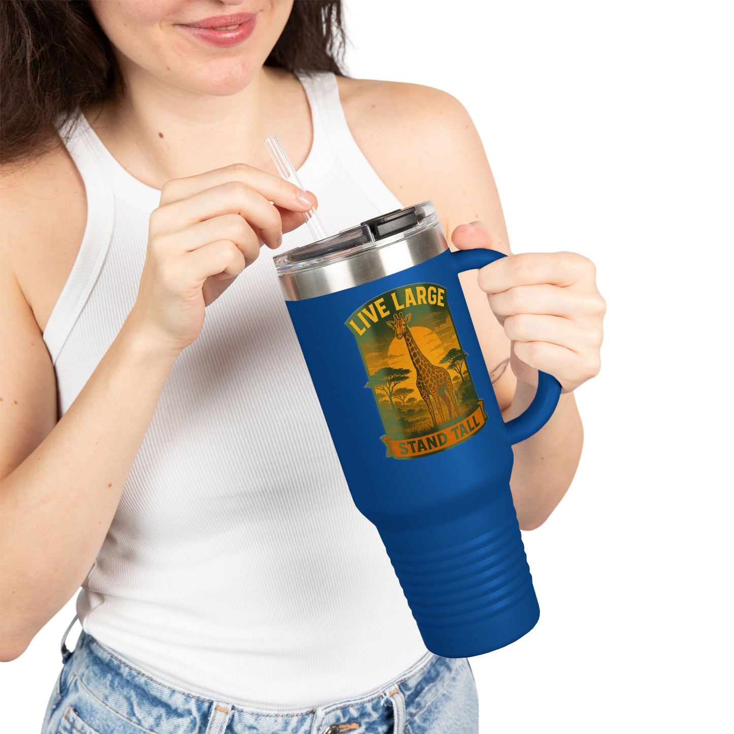 Giraffe Travel Mug | Inspirational Tumbler Live Large Stand Tall
