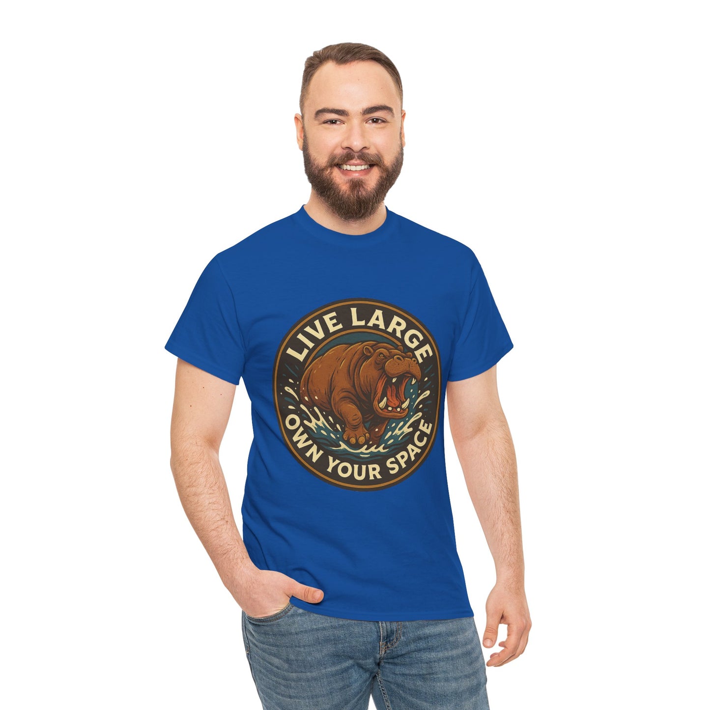 Live Large Own Your Space Graphic Hippo Shirt