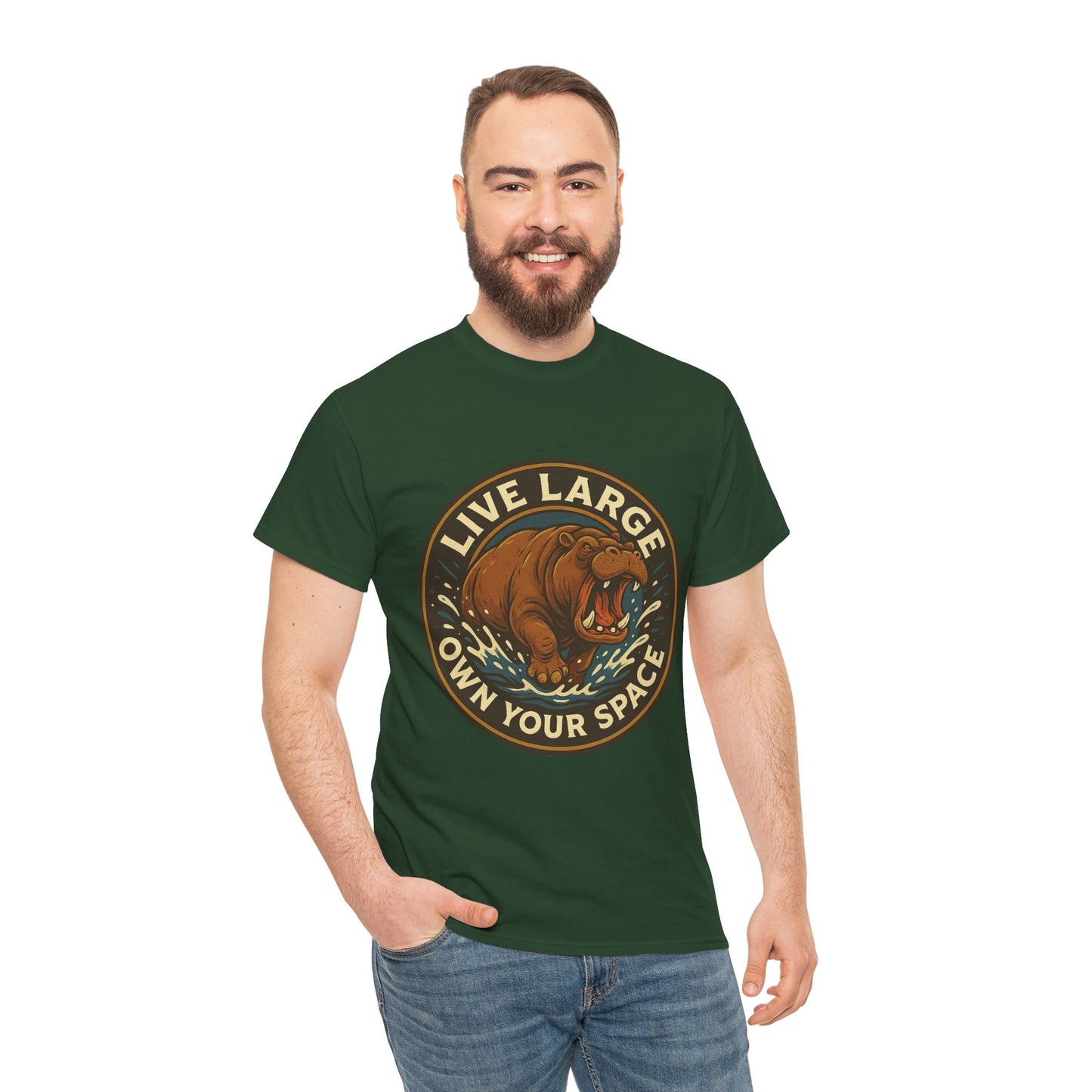 Live Large Own Your Space Graphic Hippo Shirt