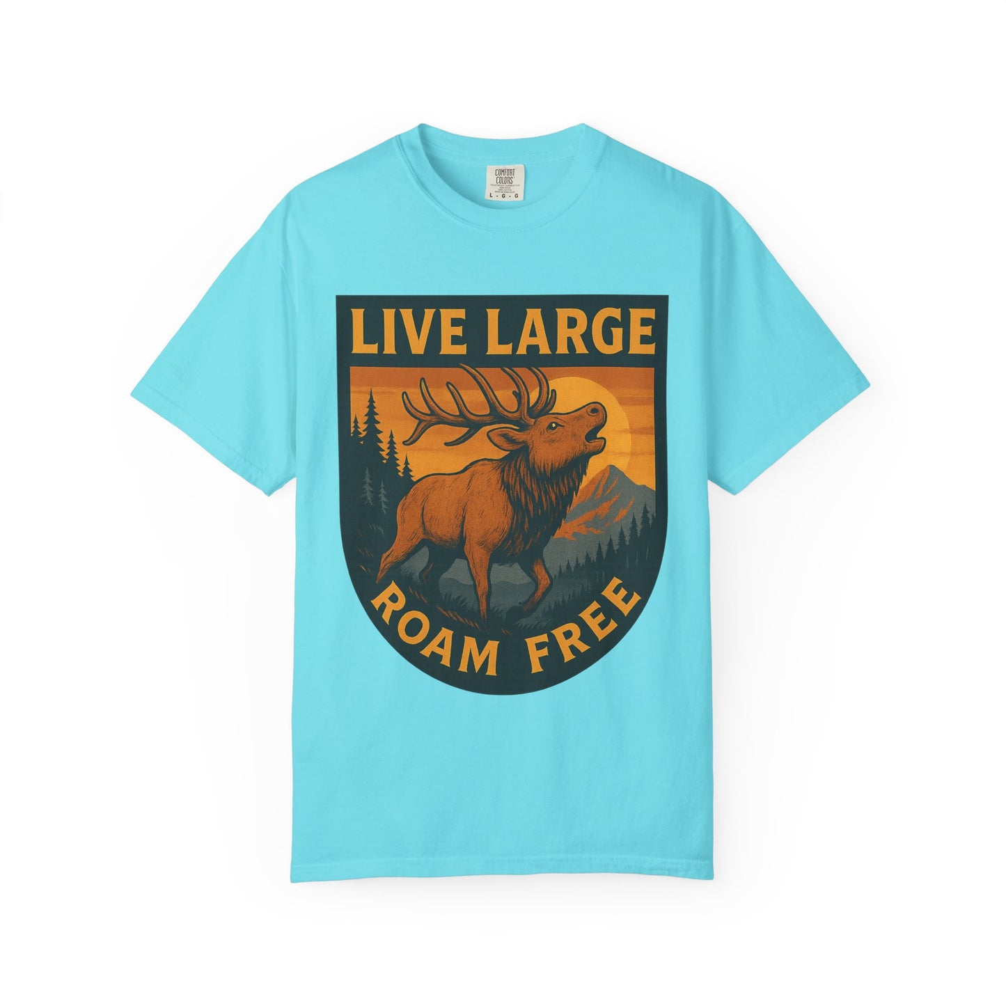 Live Large Roam Free Elk T-Shirt, Nature Lover Tee, Adventure Shirt, Outdoorsy Apparel, Gift for Him/Her, Vintage Style T-Shirt