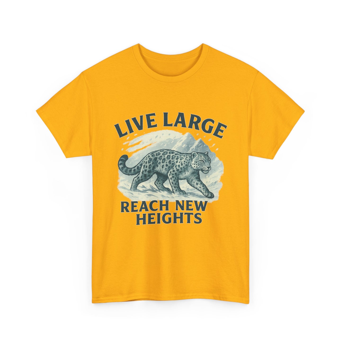 Live Large Reach New Heights Snow Leopard Cotton Shirt