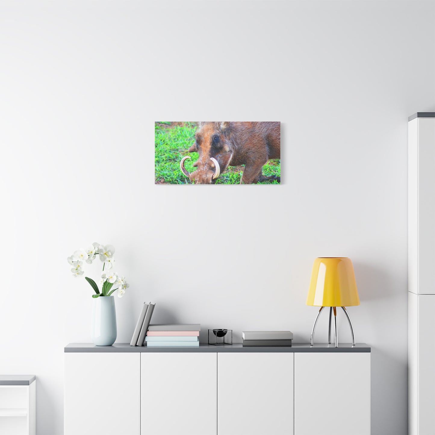 African Warthog Eating - Canvas Print