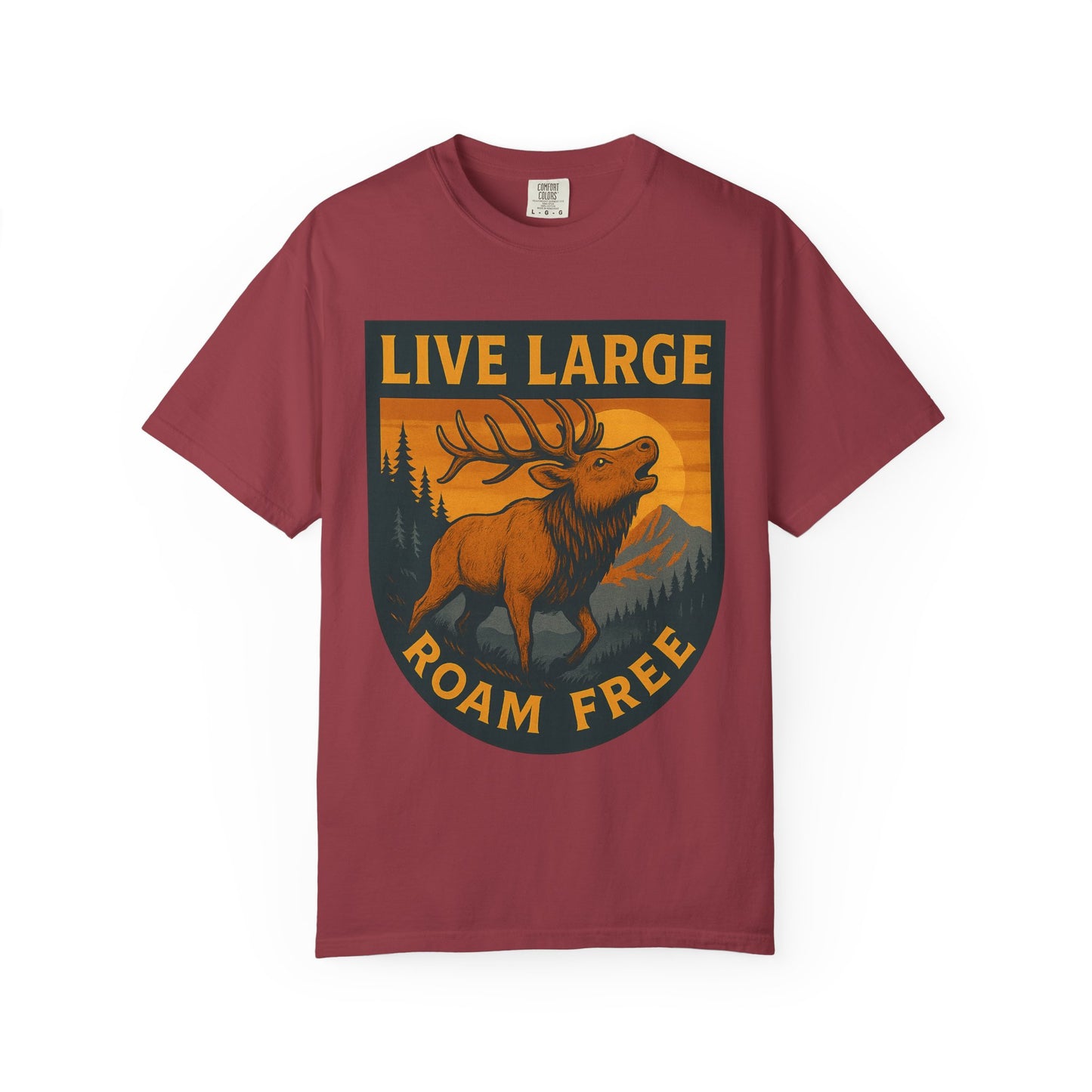 Live Large Roam Free Elk T-Shirt, Nature Lover Tee, Adventure Shirt, Outdoorsy Apparel, Gift for Him/Her, Vintage Style T-Shirt