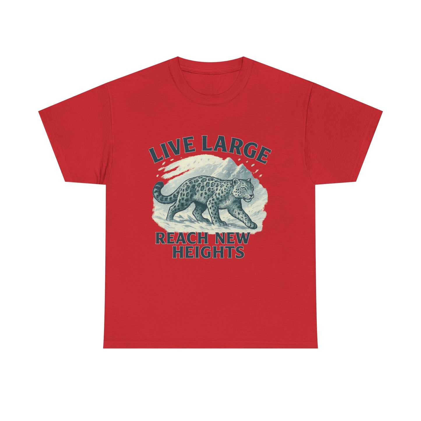 Live Large Reach New Heights Snow Leopard Cotton Shirt