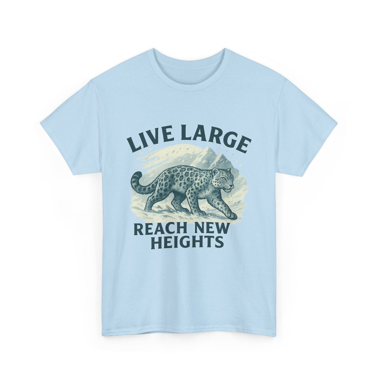 Live Large Reach New Heights Snow Leopard Cotton Shirt
