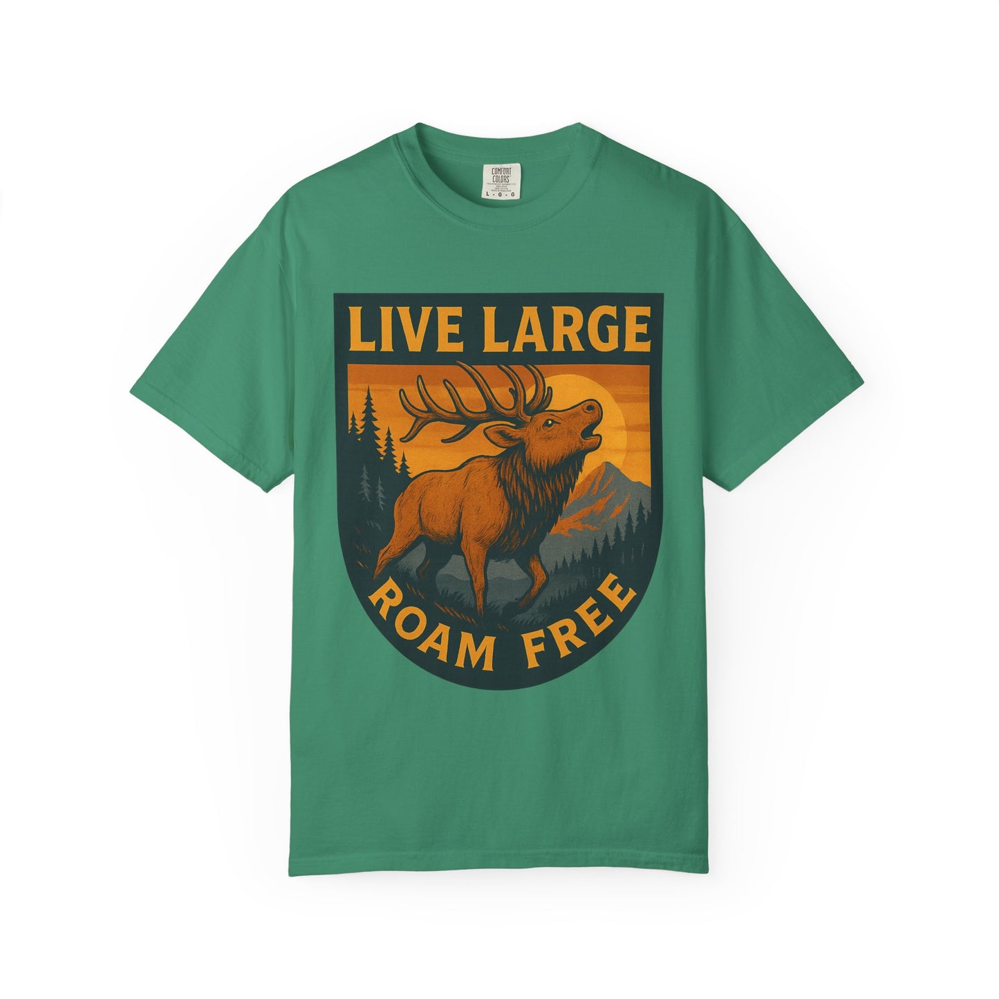 Live Large Roam Free Elk T-Shirt, Nature Lover Tee, Adventure Shirt, Outdoorsy Apparel, Gift for Him/Her, Vintage Style T-Shirt