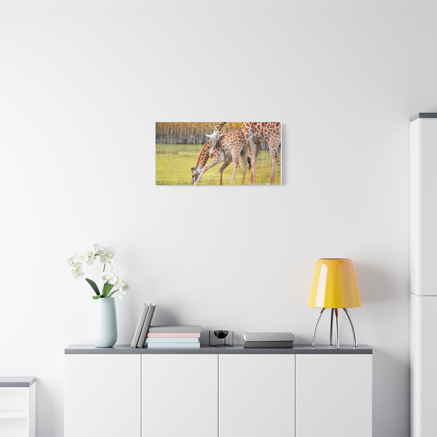 Giraffe Family Matte Canvas Wall Art, Nature Decor, Wildlife Print, Animal Lovers Gift, Nursery Decoration