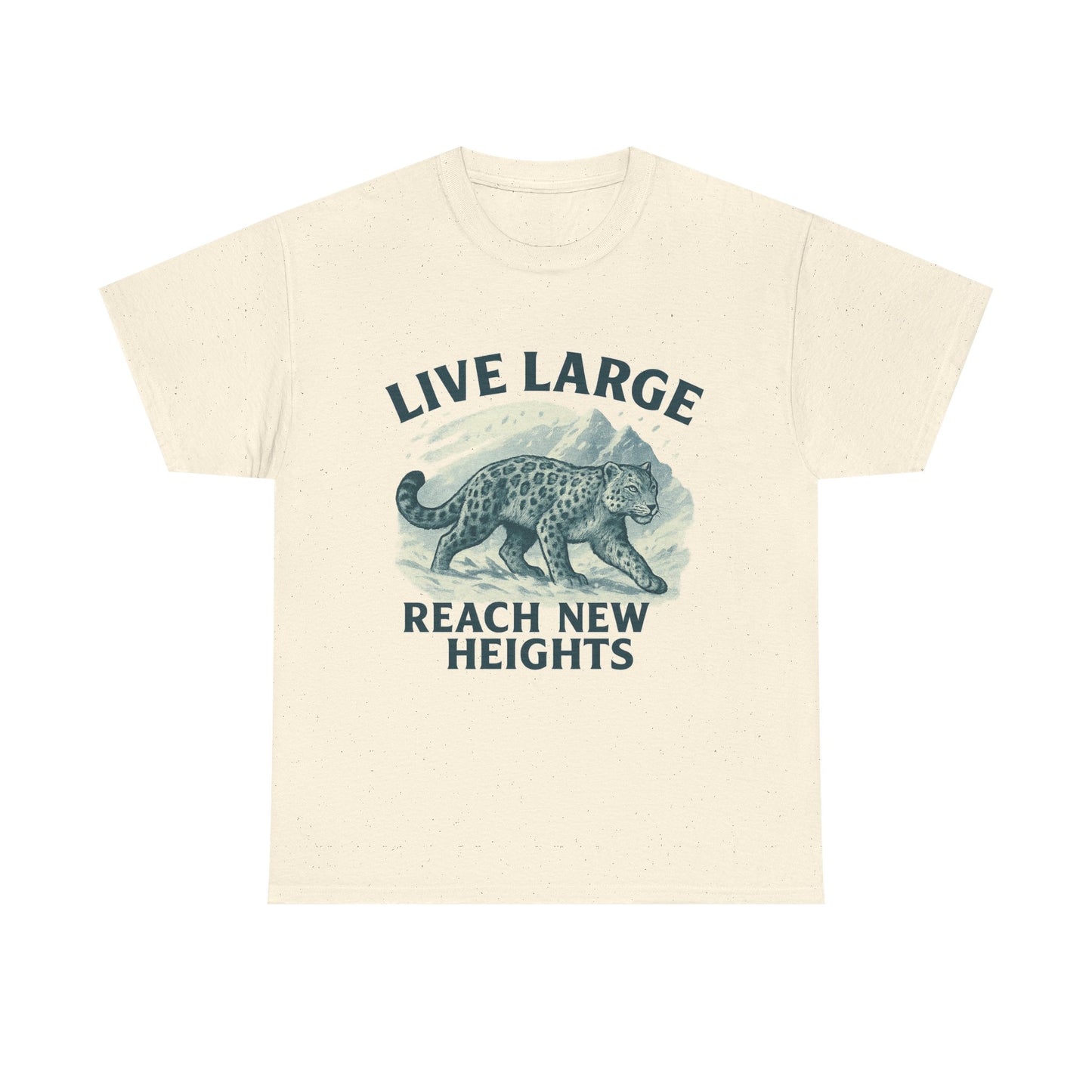 Live Large Reach New Heights Snow Leopard Cotton Shirt