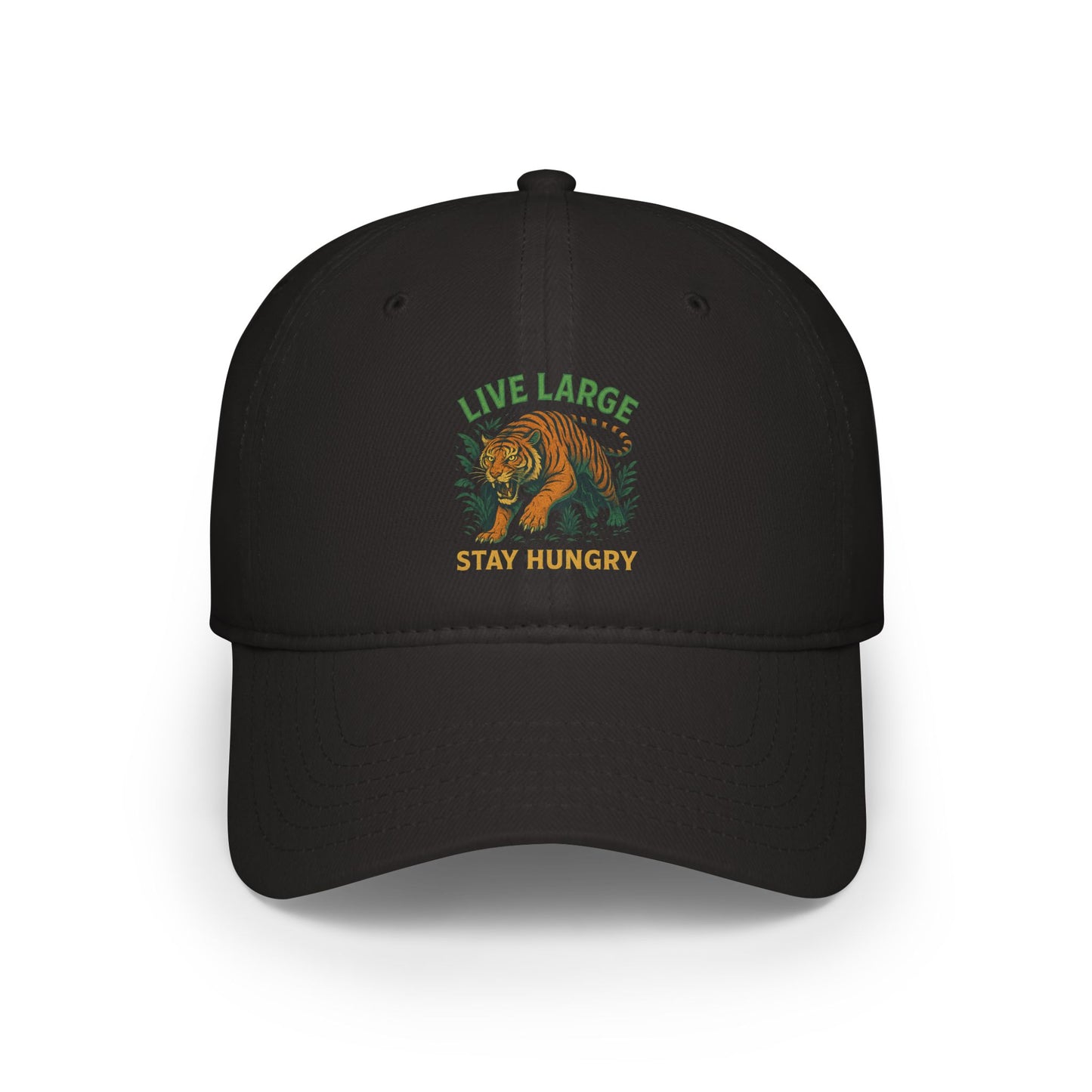 Live Large Stay Hungry Baseball Cap, Tiger