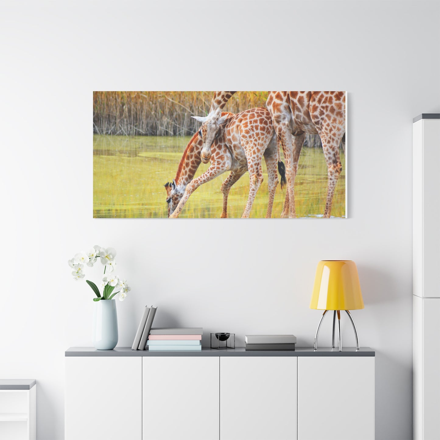Giraffe Family Matte Canvas Wall Art, Nature Decor, Wildlife Print, Animal Lovers Gift, Nursery Decoration