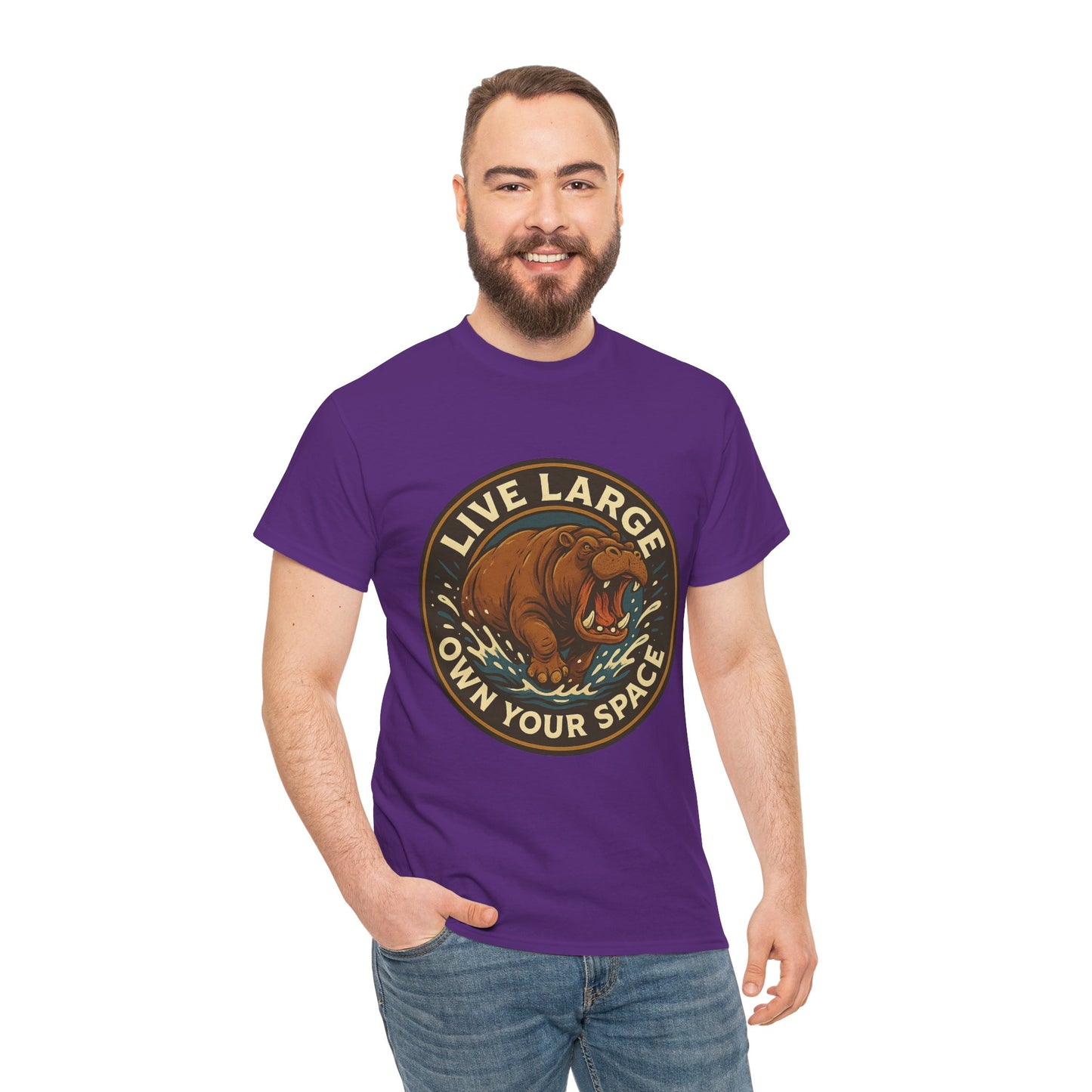 Live Large Own Your Space Graphic Hippo Shirt