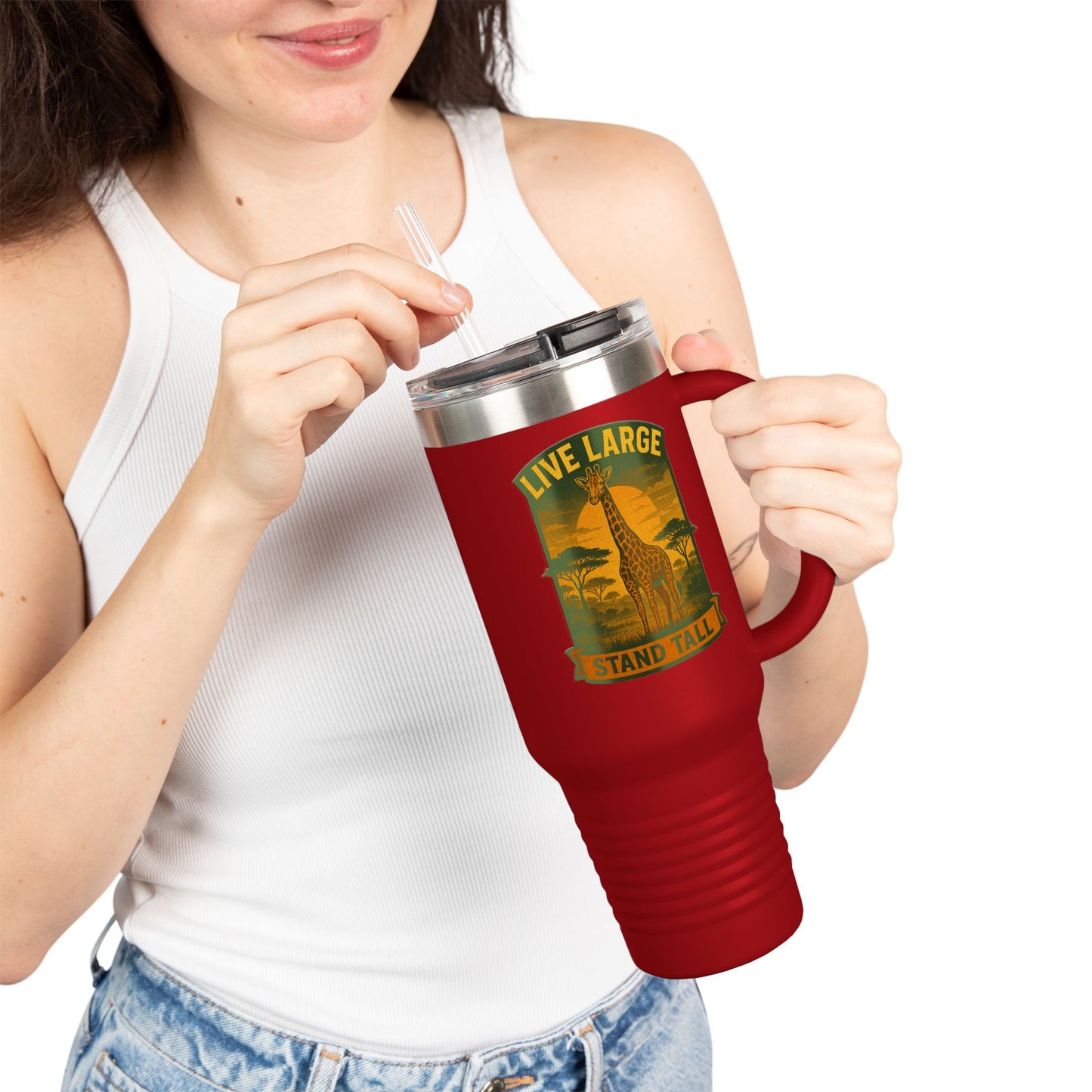 Giraffe Travel Mug | Inspirational Tumbler Live Large Stand Tall