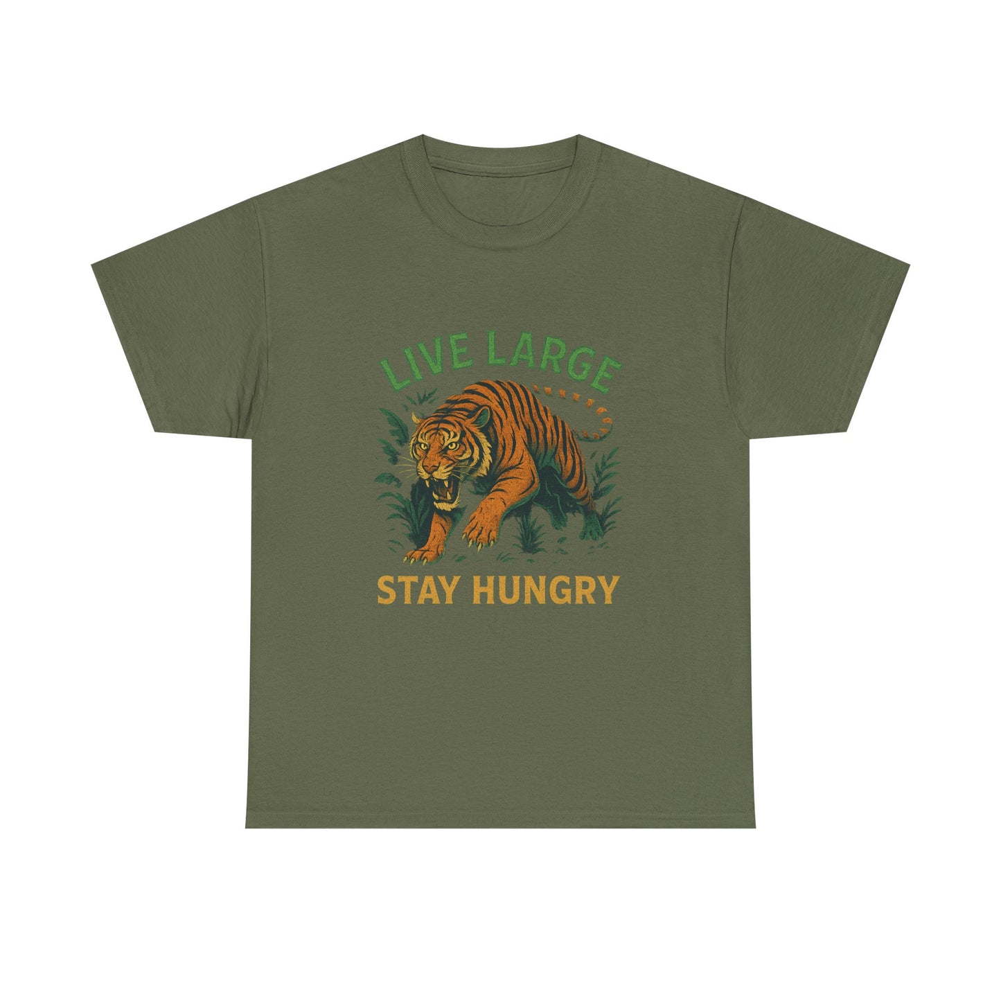 "Live Large Stay Hungry" Graphic Shirt Tiger