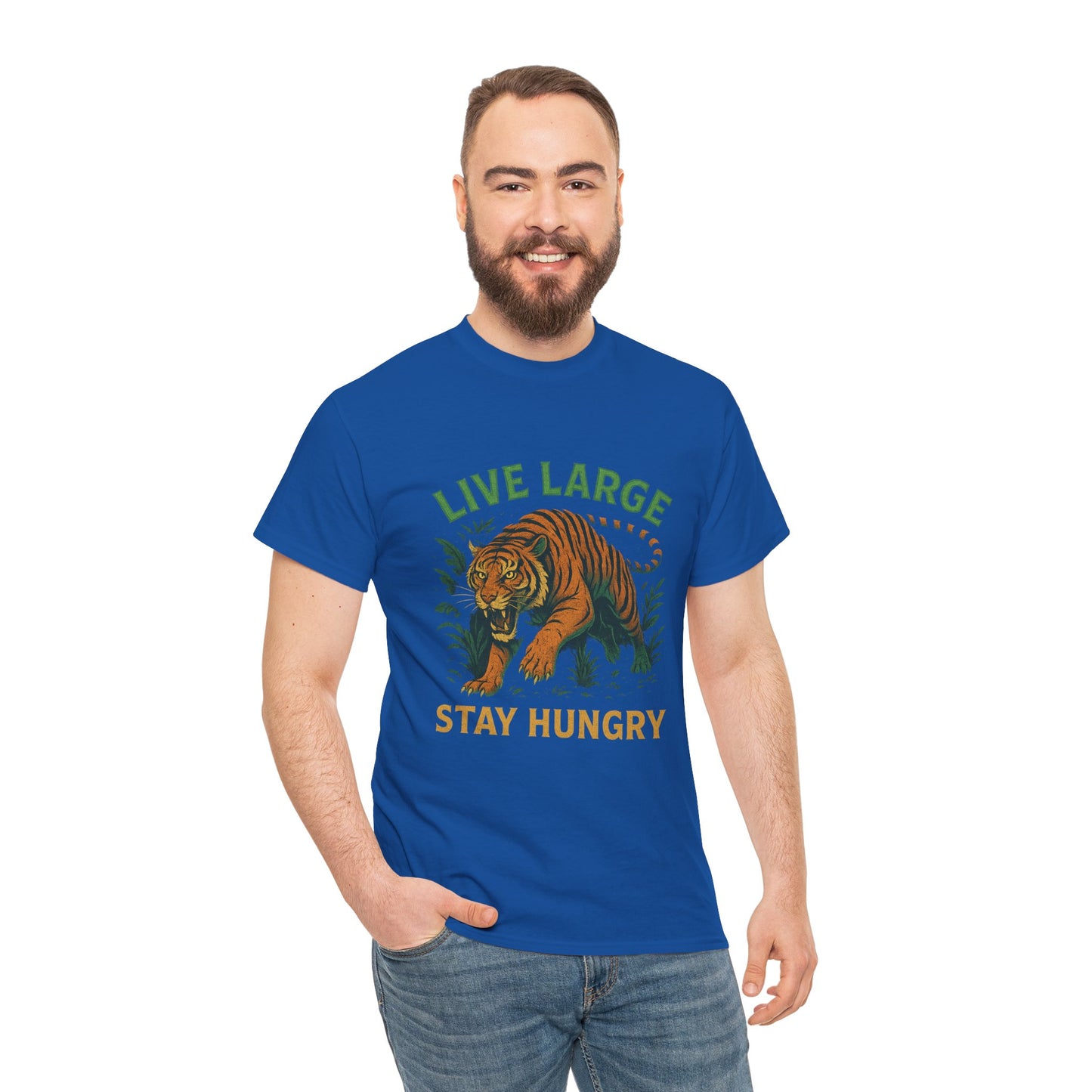 "Live Large Stay Hungry" Graphic Shirt Tiger