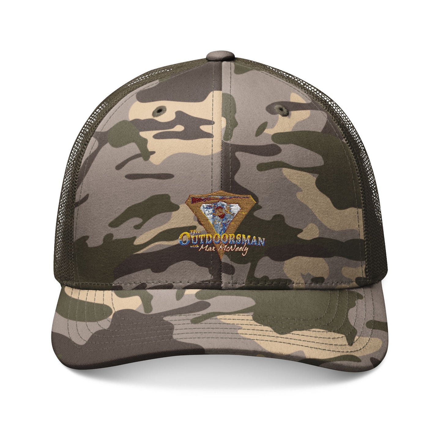 Camouflage Trucker Hat with Stylish Embroidery, Outdoor Cap, Hunting Gear, Casual Wear, Fashion Statement Hat, Summer Accessory