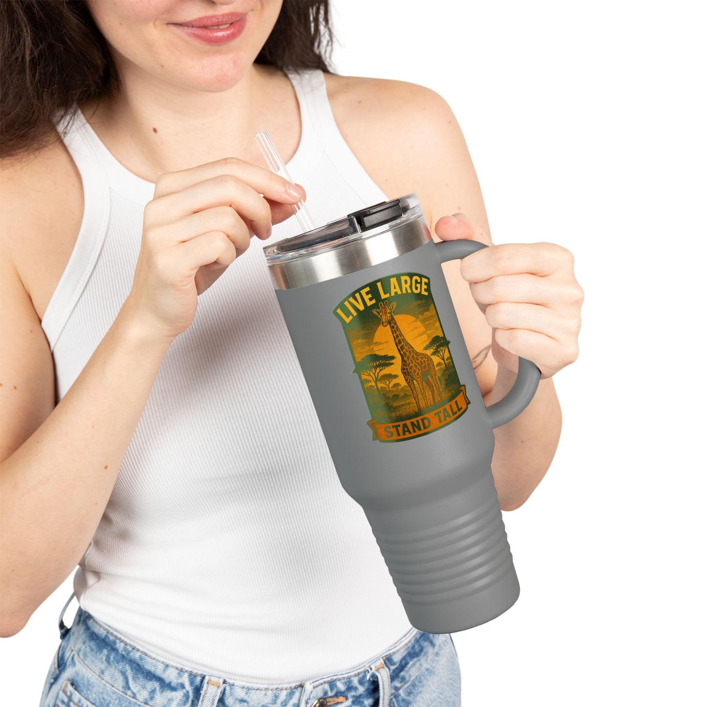 Giraffe Travel Mug | Inspirational Tumbler Live Large Stand Tall